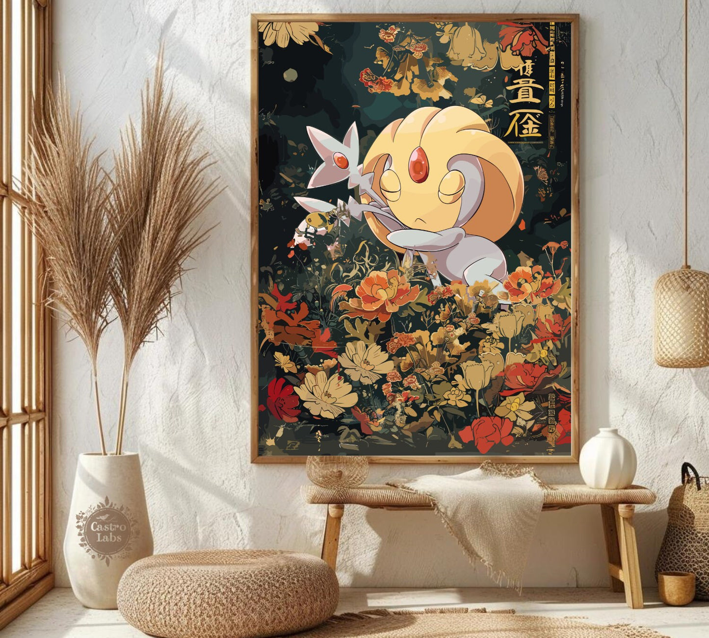 Uxie: Japanese Tapestry Style Pokemon Anime Poster