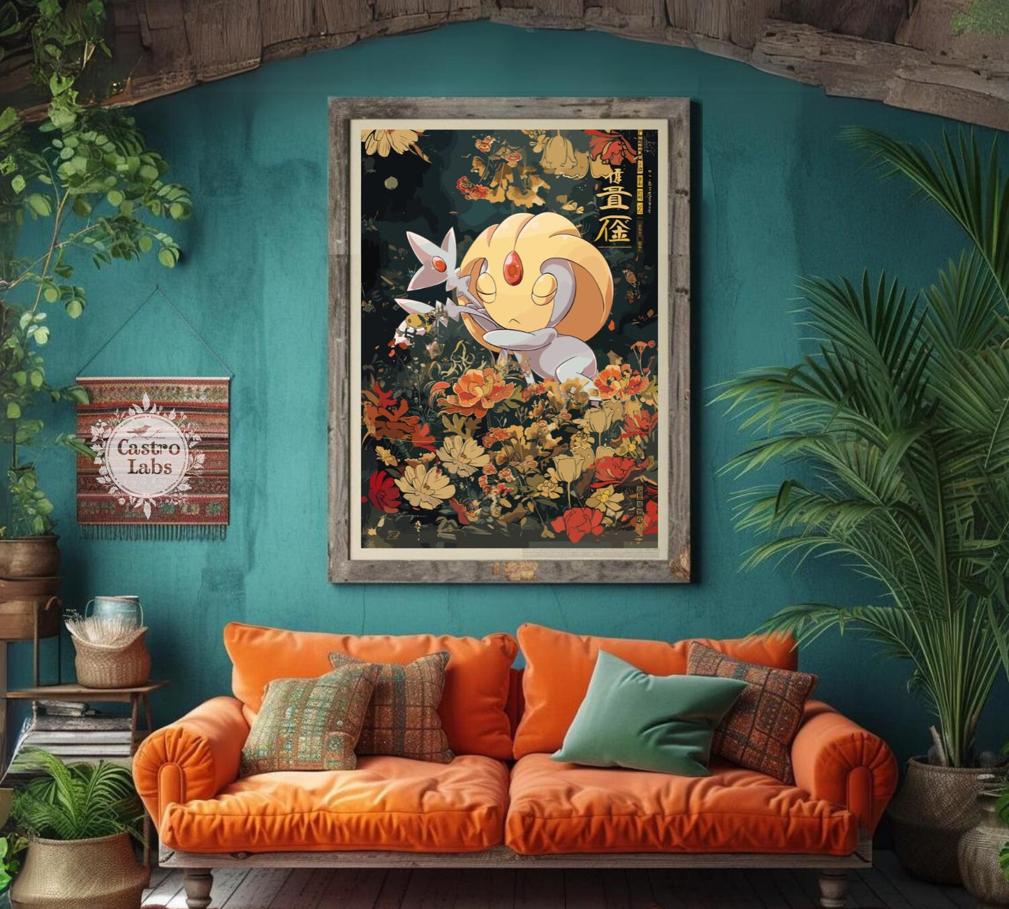 Uxie: Japanese Tapestry Style Pokemon Anime Poster