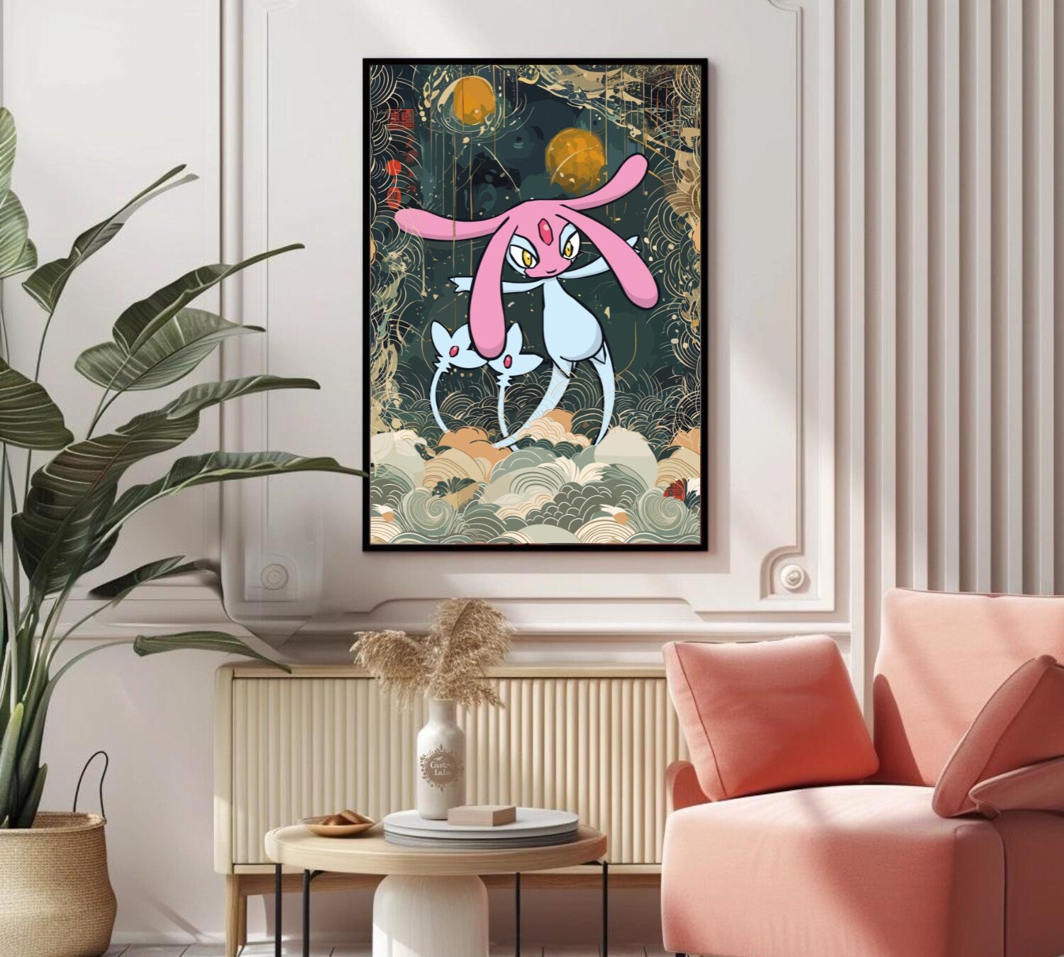 Mesprit: Japanese Tapestry Style Pokemon Anime Poster