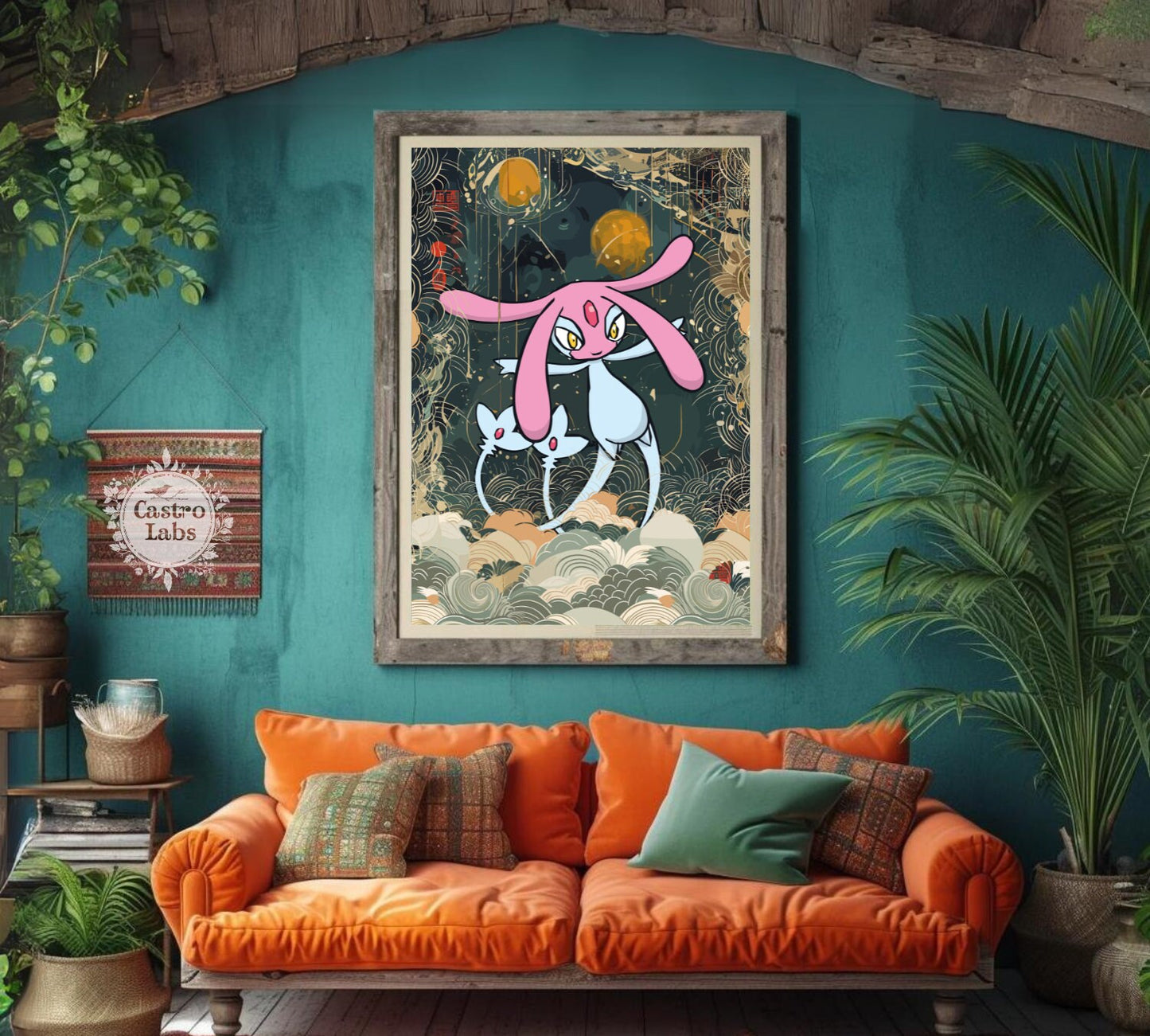 Mesprit: Japanese Tapestry Style Pokemon Anime Poster