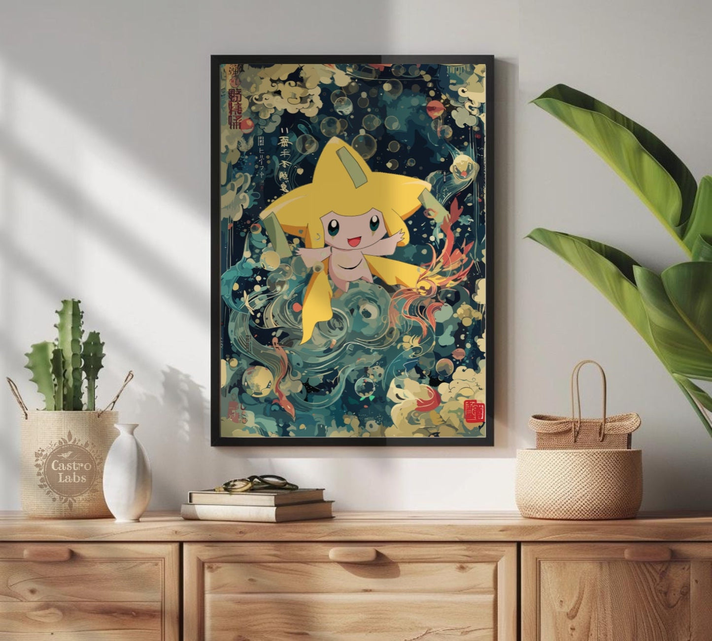 Jirachi: Japanese Tapestry Style Pokemon Anime Poster