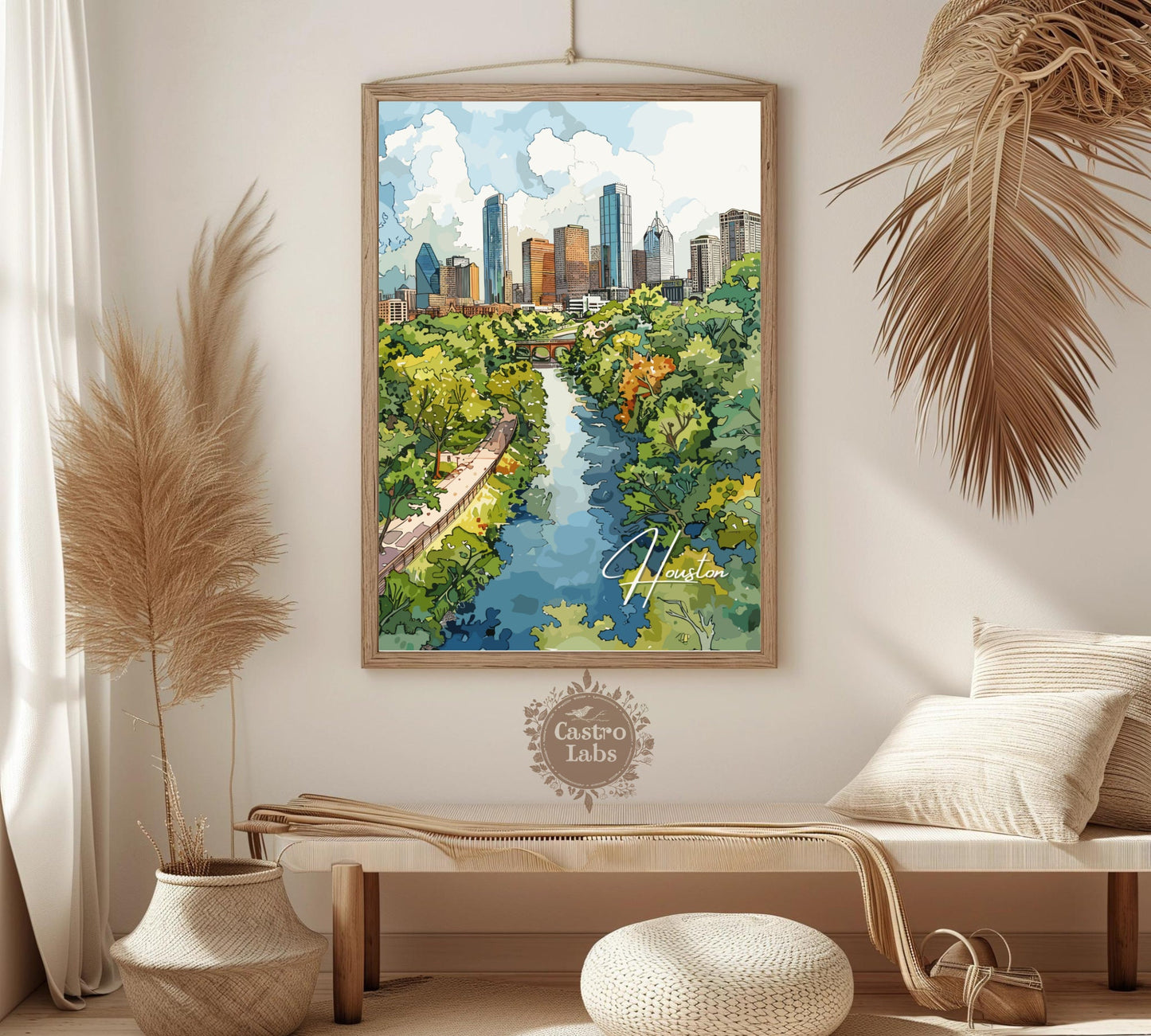 Houston Poster, Houston Texas Print, Houston Painting, Houston Artwork, Home Décor