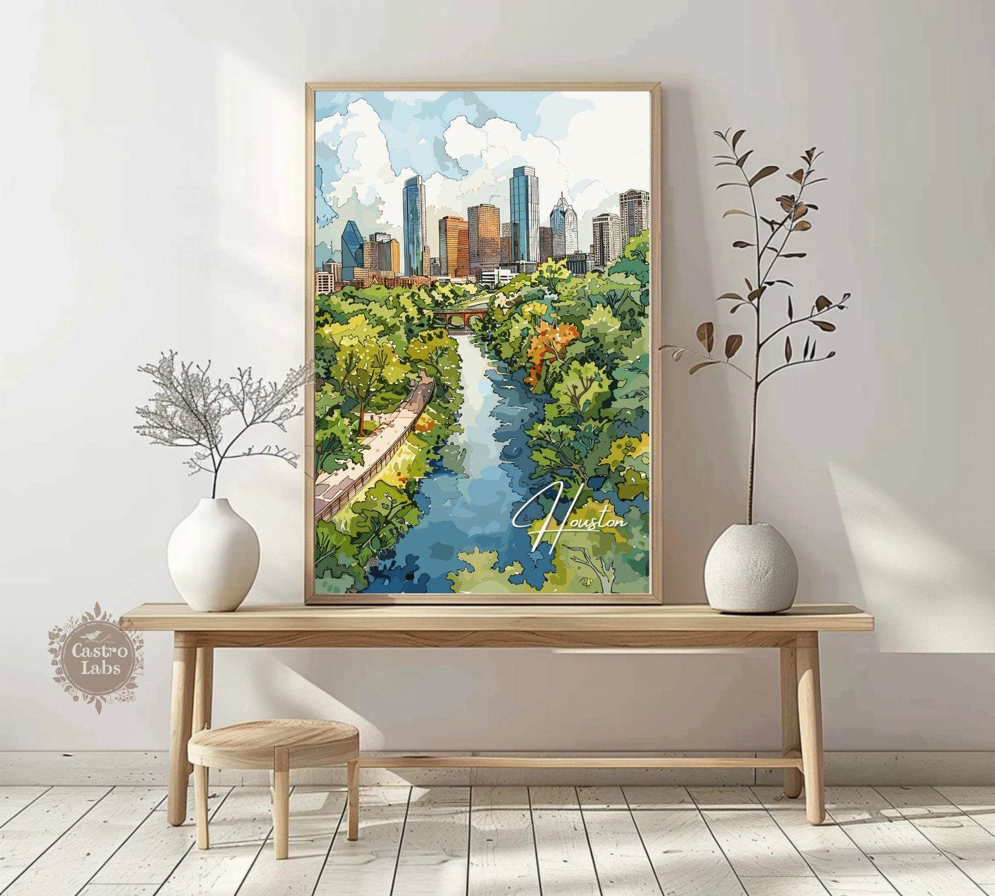 Houston Poster, Houston Texas Print, Houston Painting, Houston Artwork, Home Décor