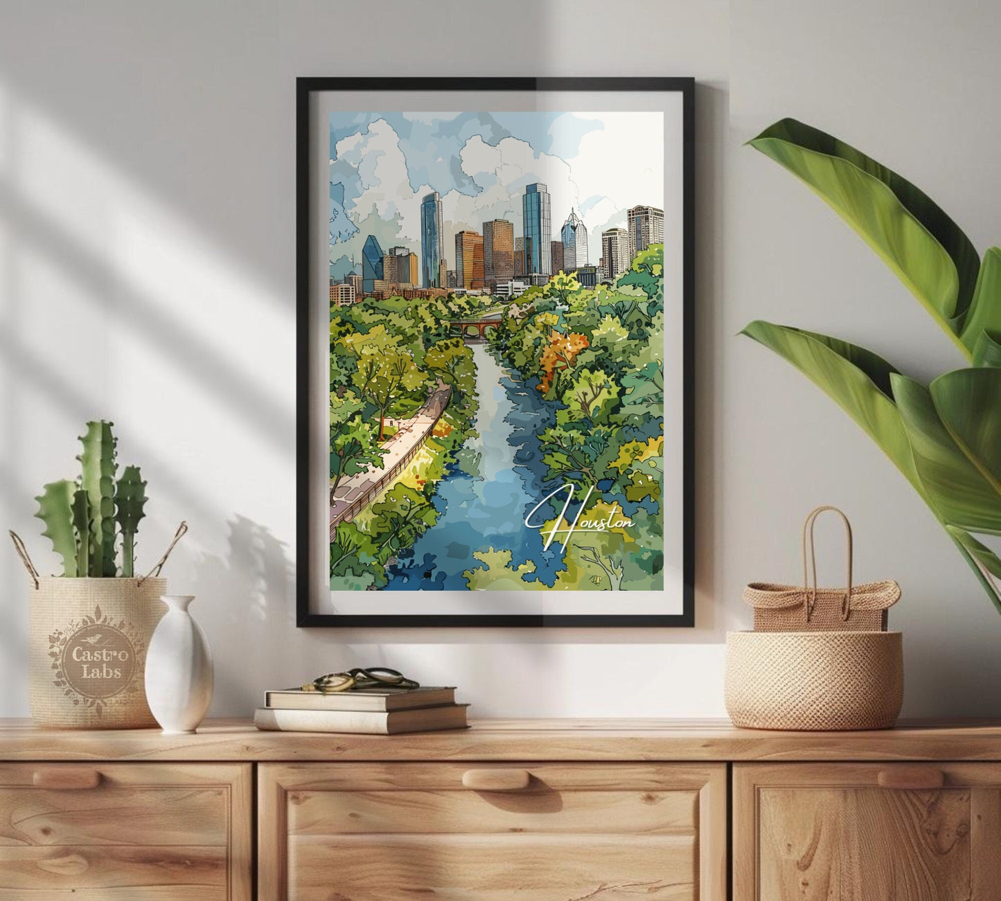 Houston Poster, Houston Texas Print, Houston Painting, Houston Artwork, Home Décor