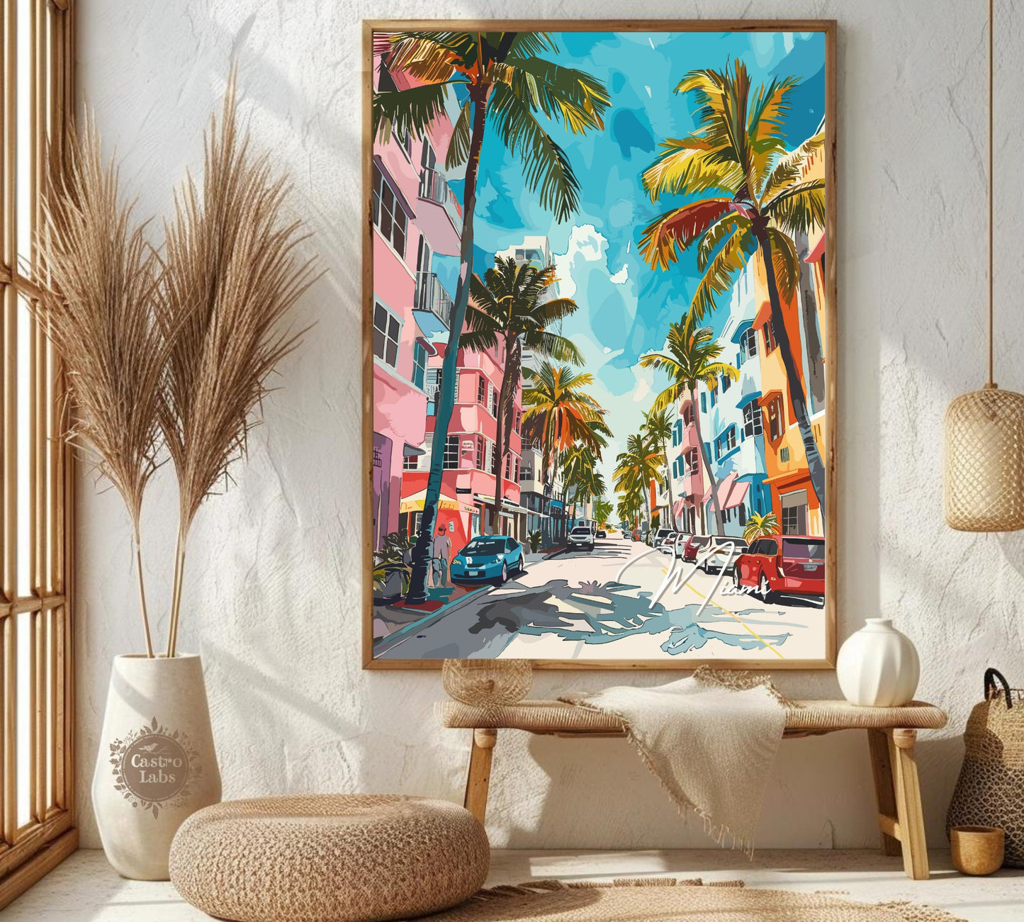 Miami Poster, Miami Print, Miami Painting, Miami Artwork, Home Décor