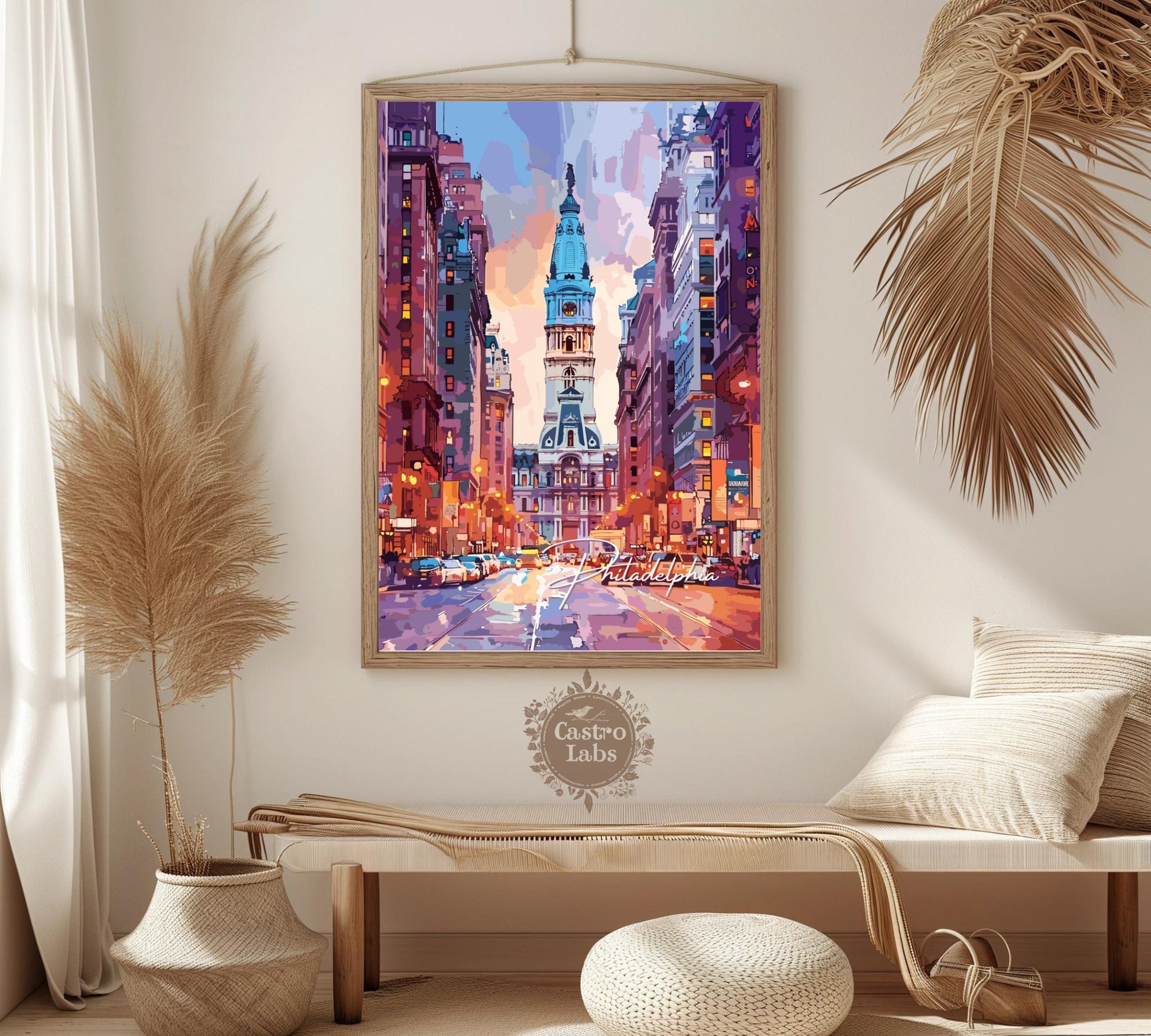 Philadelphia Poster, Philadelphia Pennsylvania Print, Philadelphia Artwork, Home Décor, Philadelphia Painting