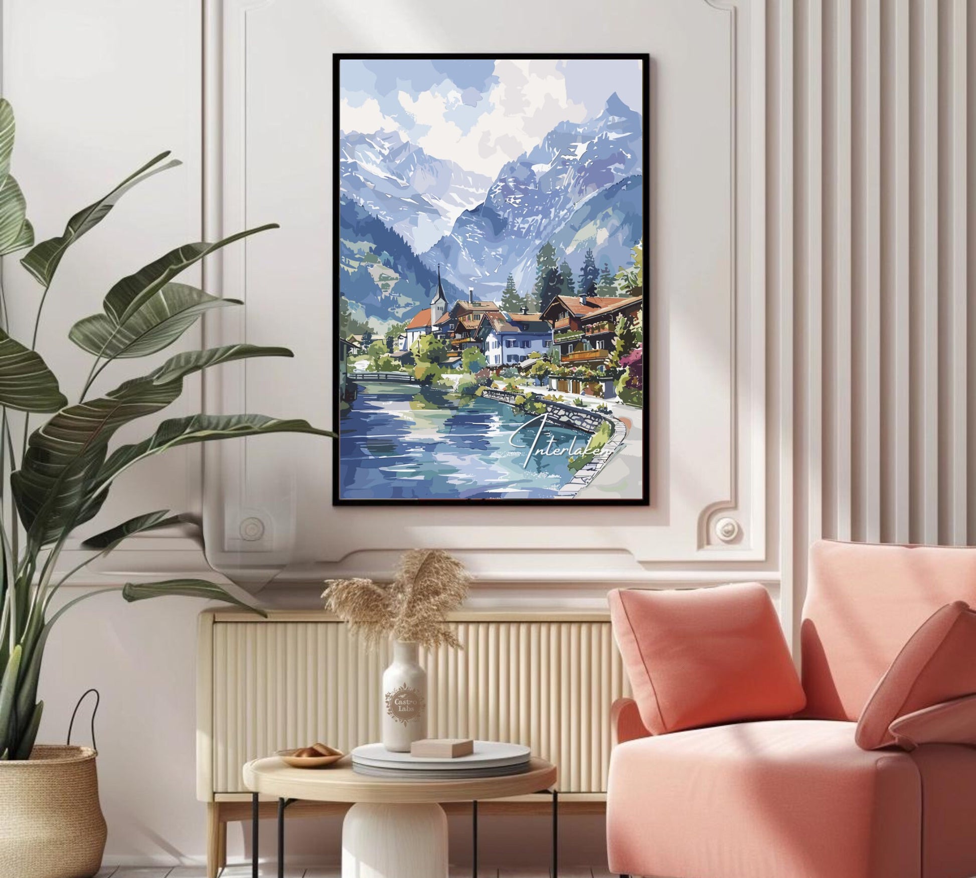 Interlaken Poster, Interlaken Switzerland Print, Interlaken Painting, Interlaken Artwork, Home Décor