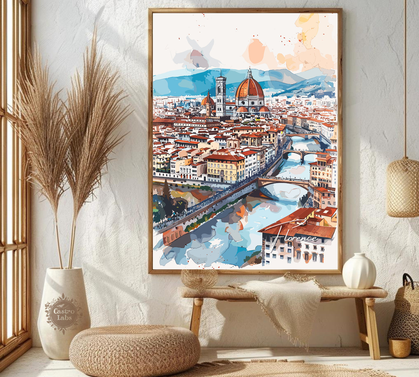 Florence Poster, Florence Italy Print, Florence Painting, Florence Artwork, Home Décor