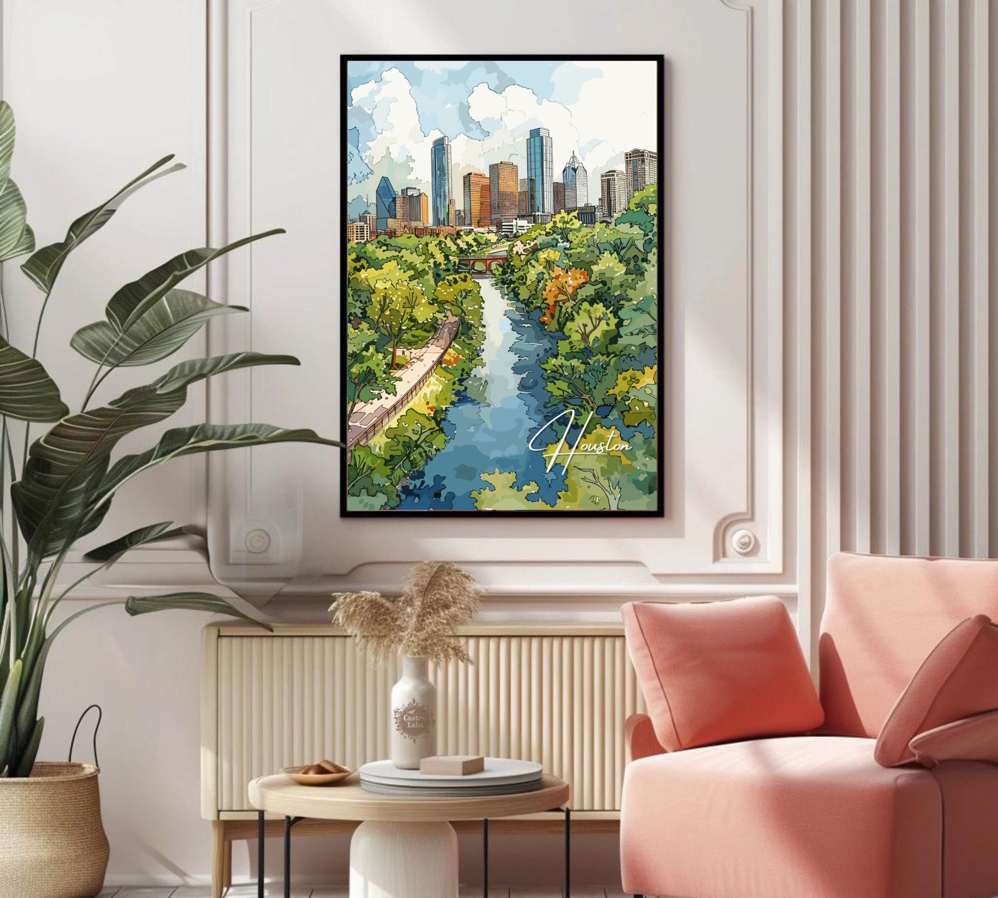 Houston Poster, Houston Texas Print, Houston Painting, Houston Artwork, Home Décor