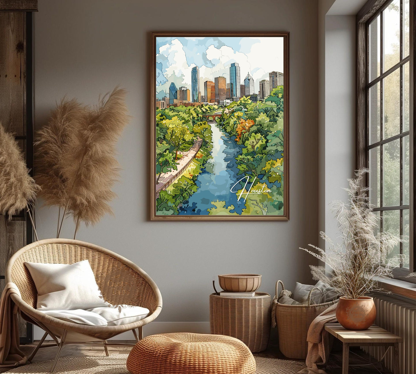 Houston Poster, Houston Texas Print, Houston Painting, Houston Artwork, Home Décor