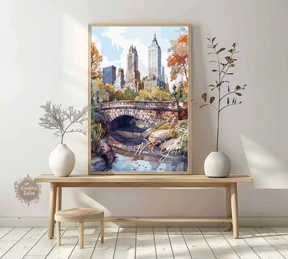 New York Poster, New York Print, New York Artwork, Home Décor, New York Painting