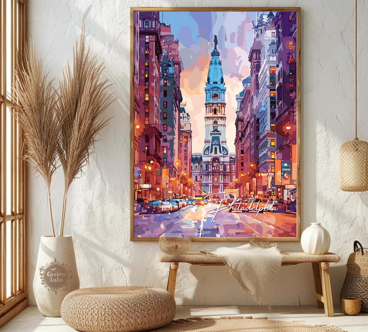 Philadelphia Poster, Philadelphia Pennsylvania Print, Philadelphia Artwork, Home Décor, Philadelphia Painting