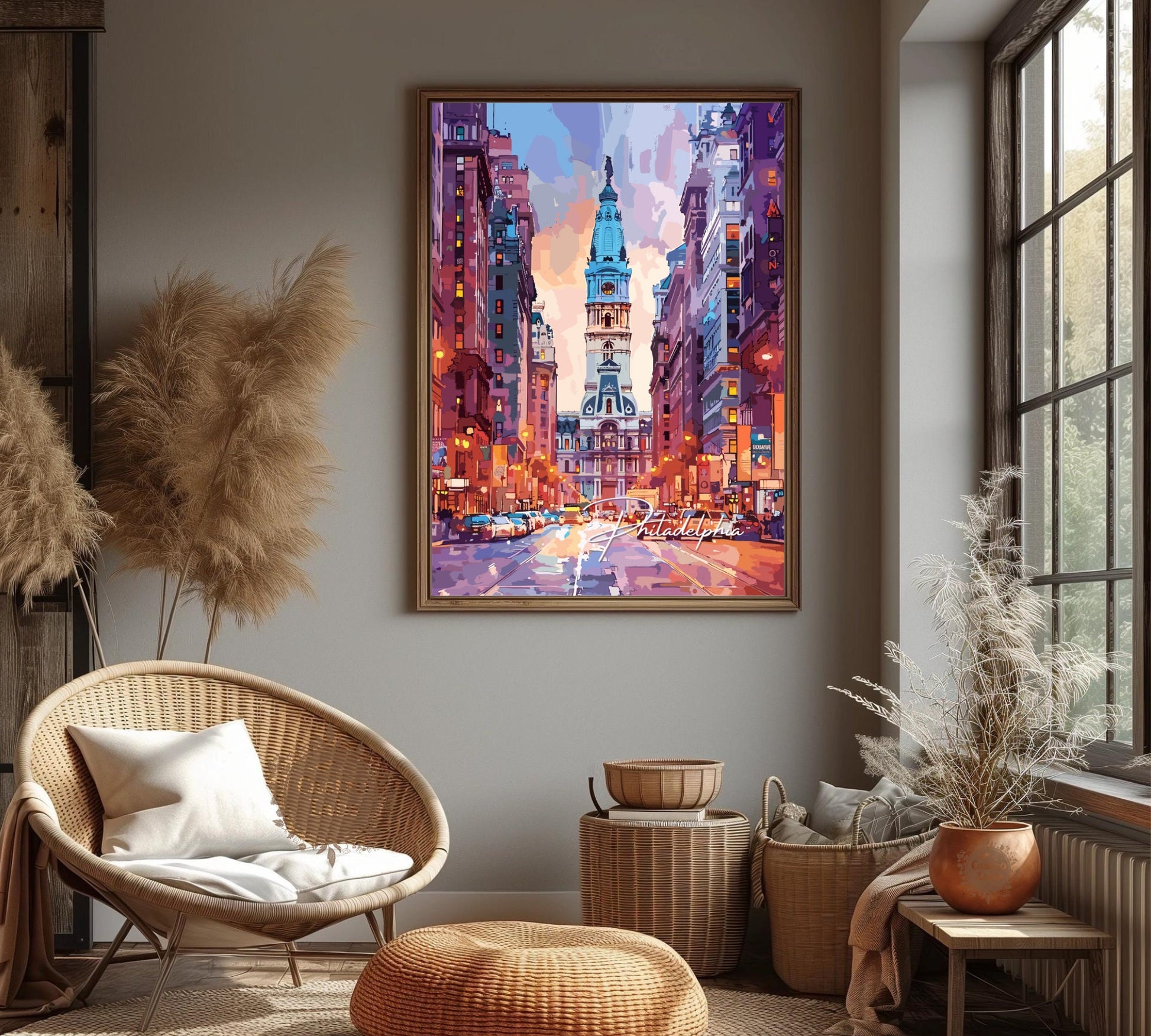 Philadelphia Poster, Philadelphia Pennsylvania Print, Philadelphia Artwork, Home Décor, Philadelphia Painting