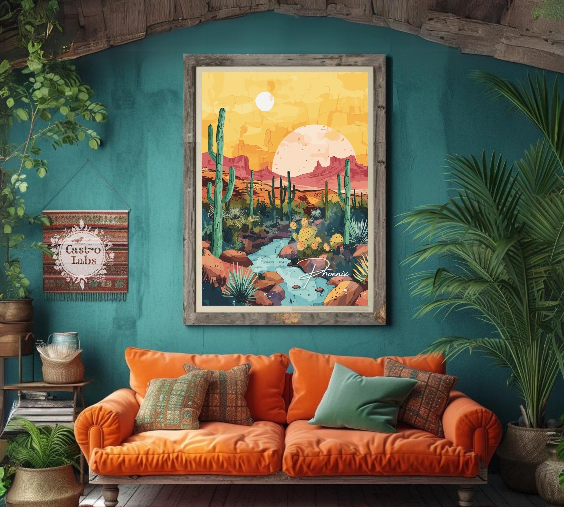 Phoenix Poster, Phoenix Arizona Print, Phoenix Artwork, Home Décor, Phoenix Painting