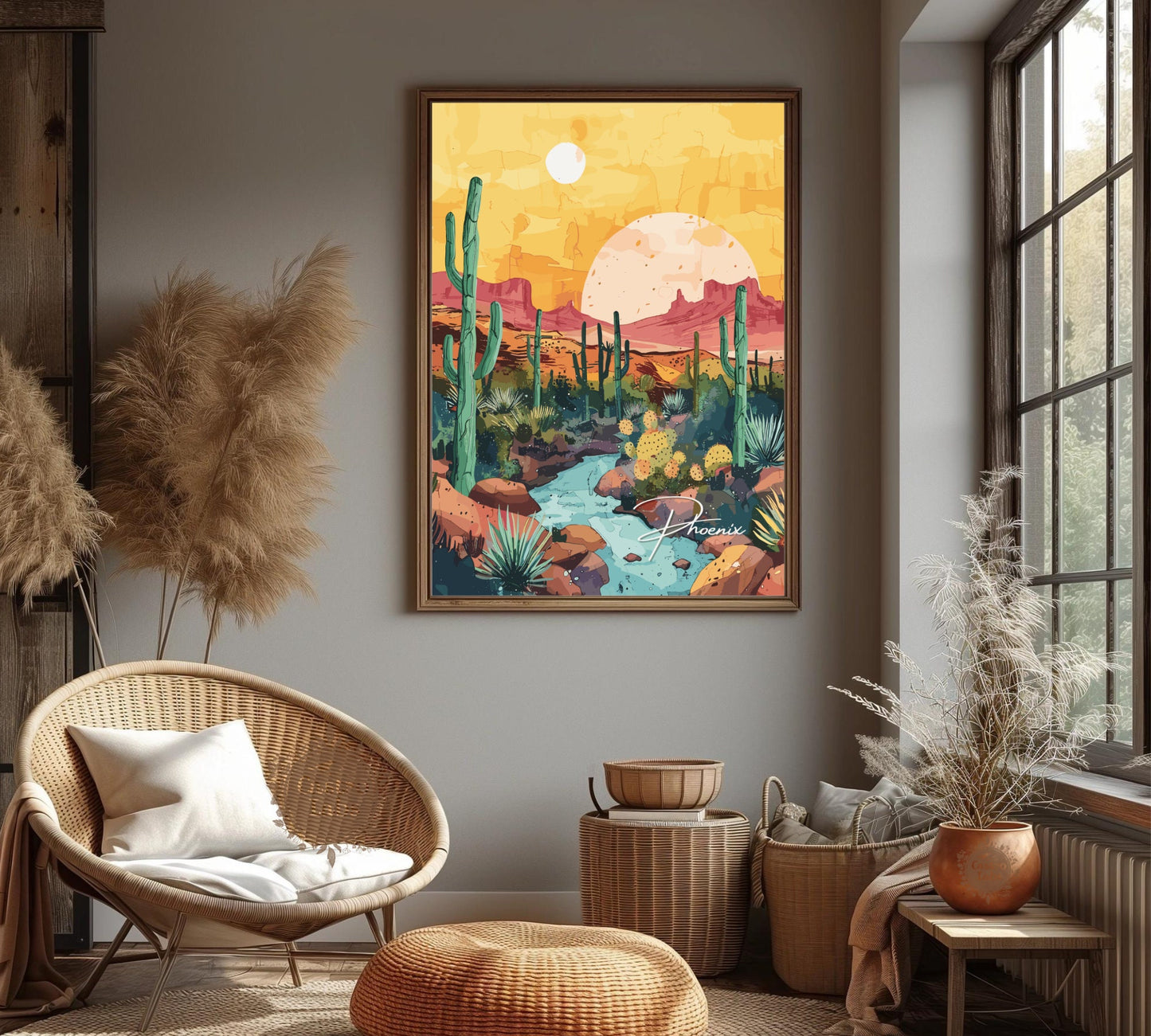 Phoenix Poster, Phoenix Arizona Print, Phoenix Artwork, Home Décor, Phoenix Painting