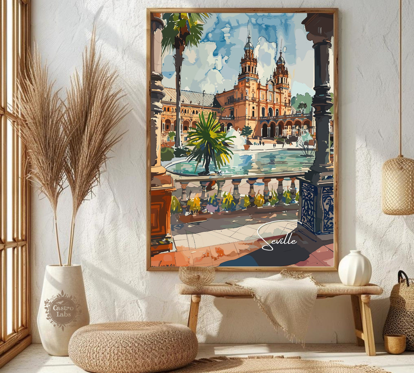 Seville Poster, Seville Spain Photo Print, Seville Artwork, Home Décor, Seville Painting