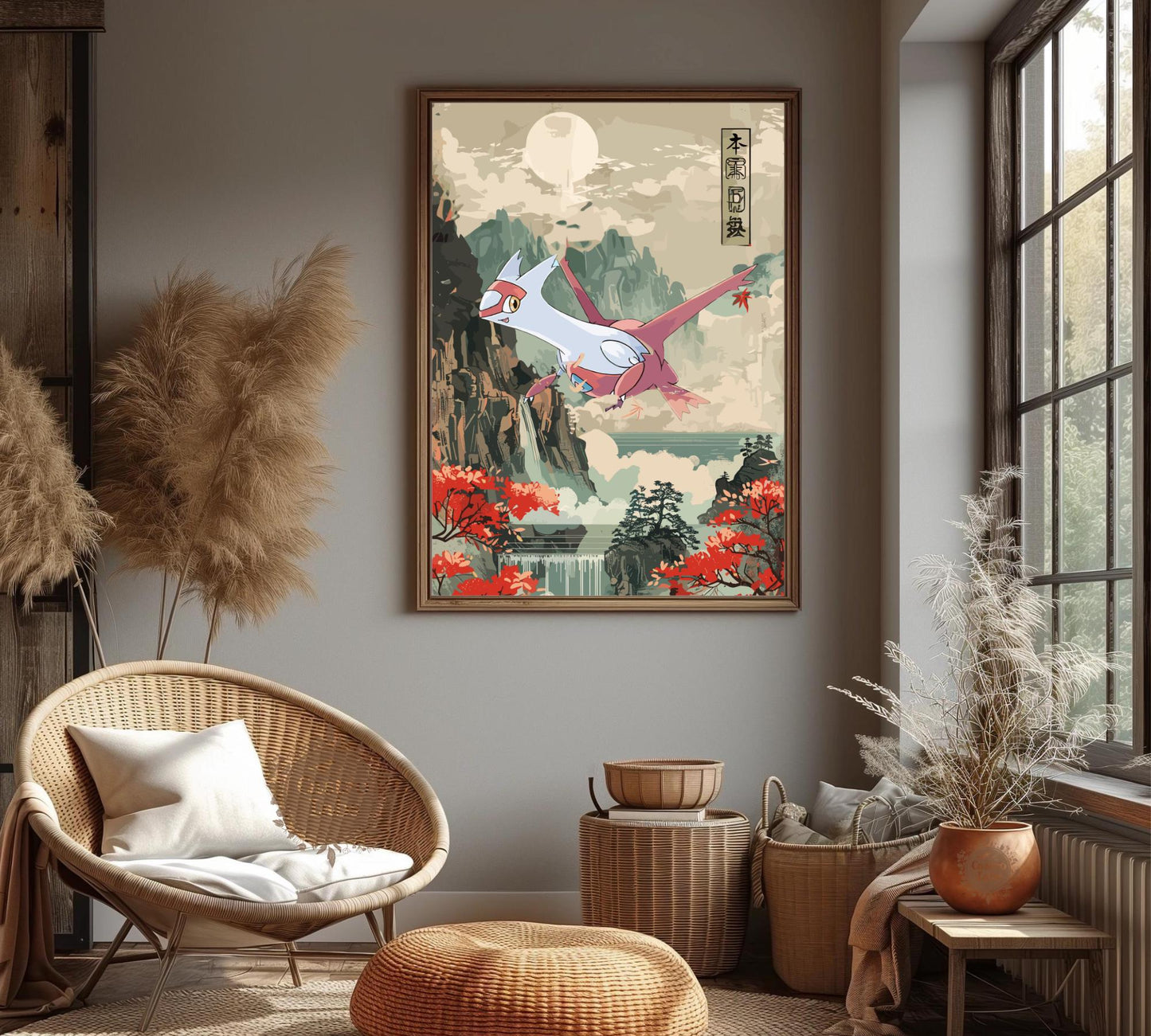 Latias: Japanese Tapestry Style Pokemon Anime Poster