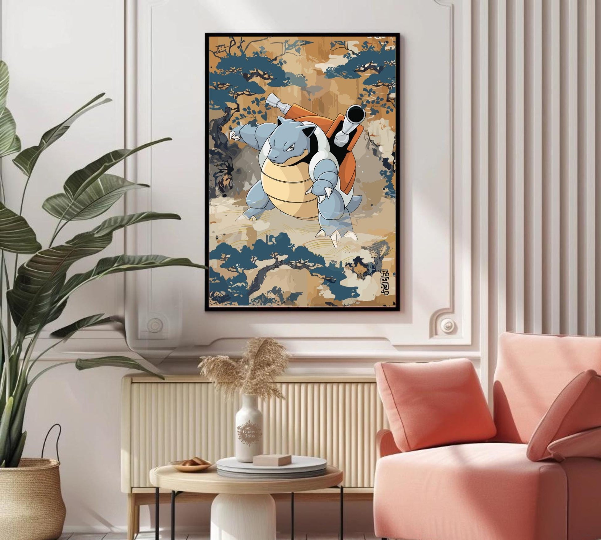 Blastoise Poster: Japanese Tapestry Style Pokemon Anime Poster