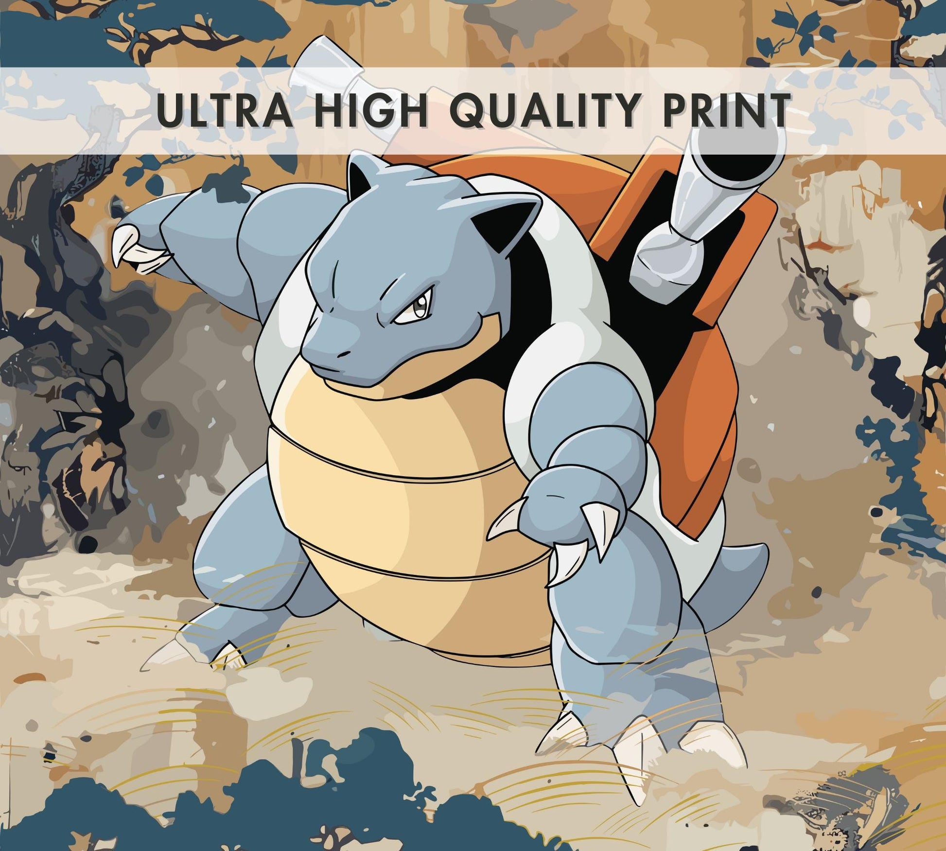 Blastoise Poster: Japanese Tapestry Style Pokemon Anime Poster