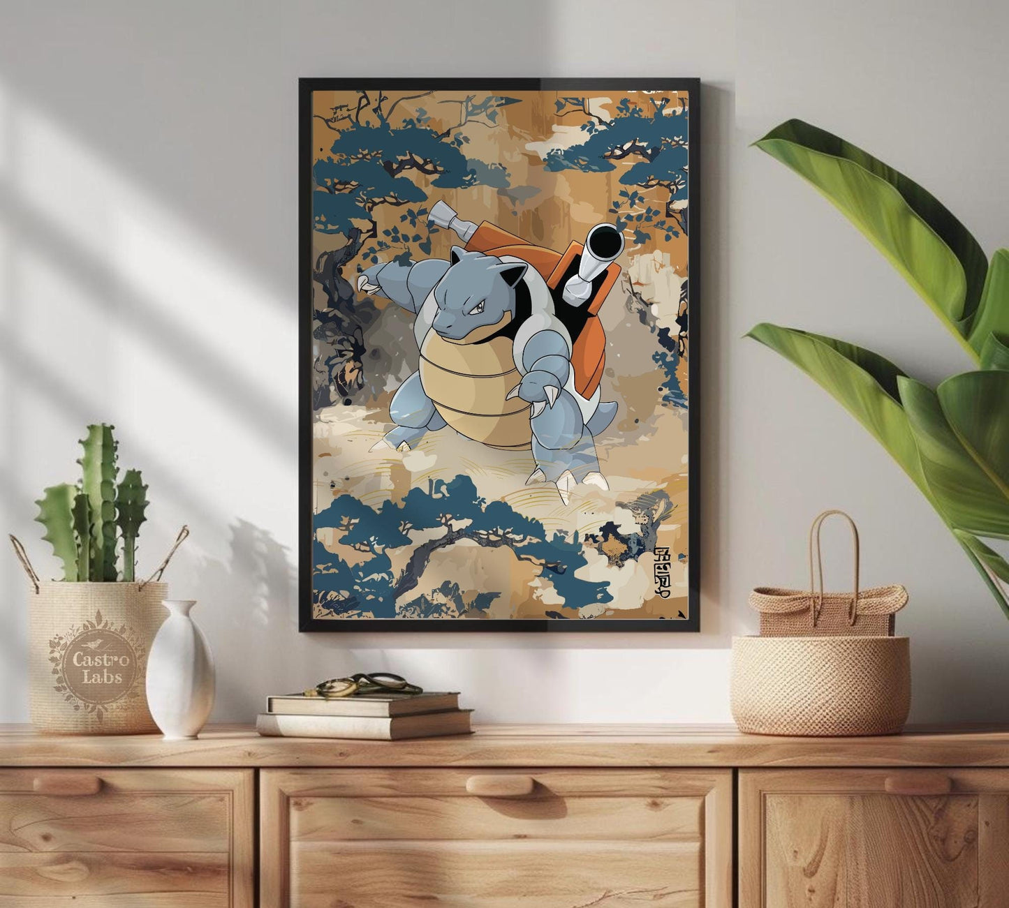 Blastoise Poster: Japanese Tapestry Style Pokemon Anime Poster