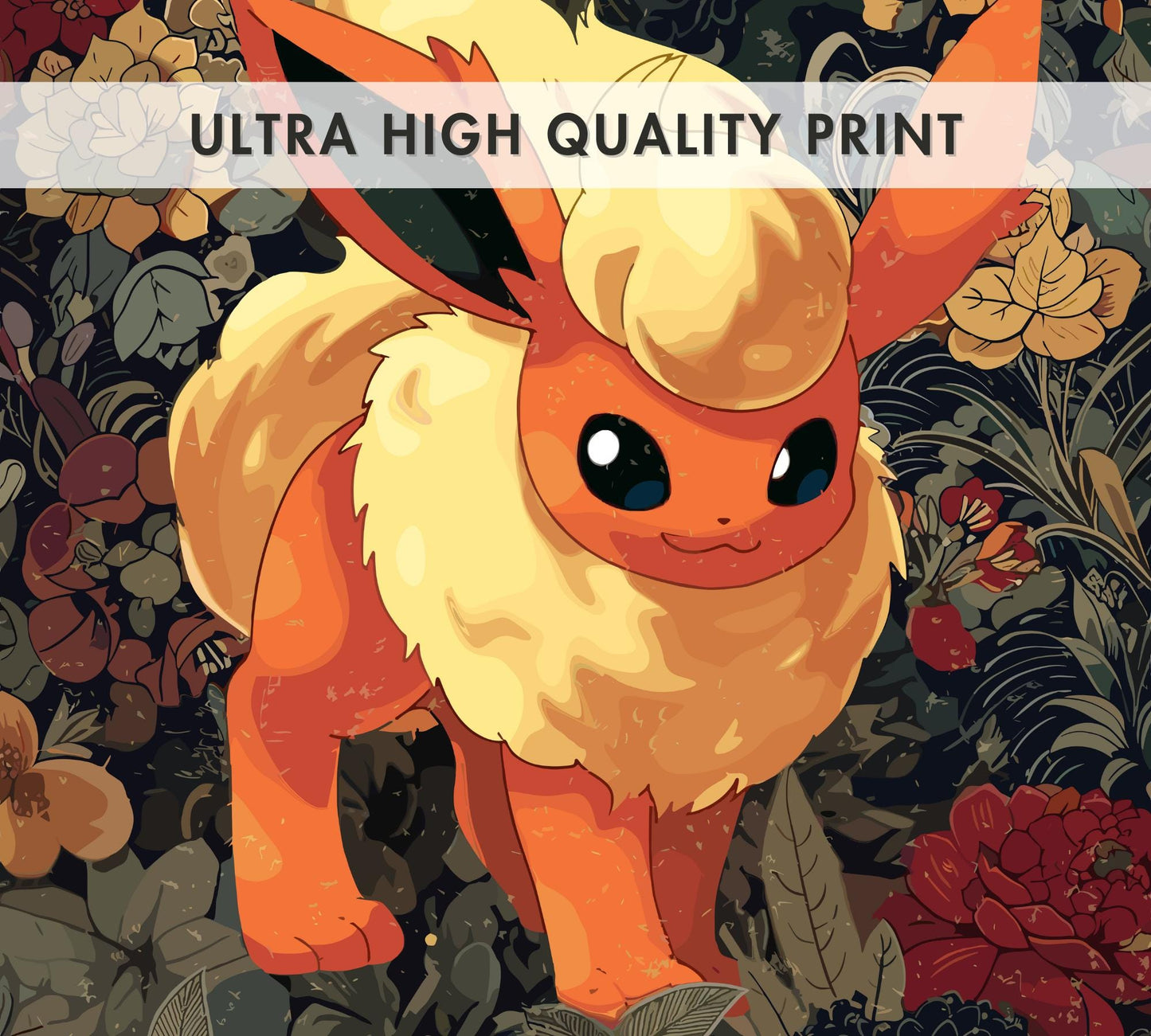 Flareon: Japanese Tapestry Style Pokemon Anime Poster