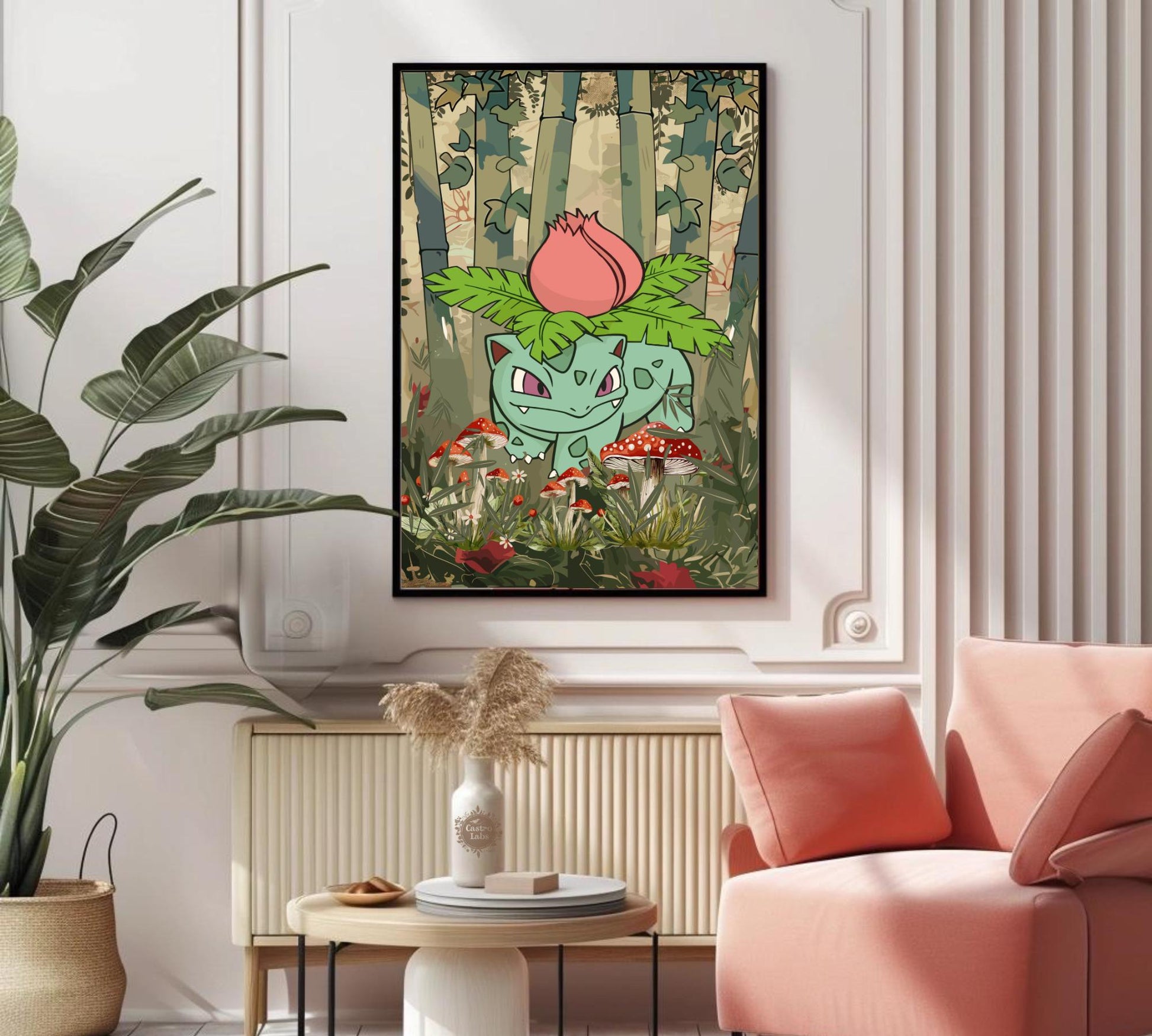 Ivysaur Poster: Japanese Tapestry Style Pokemon Anime Poster