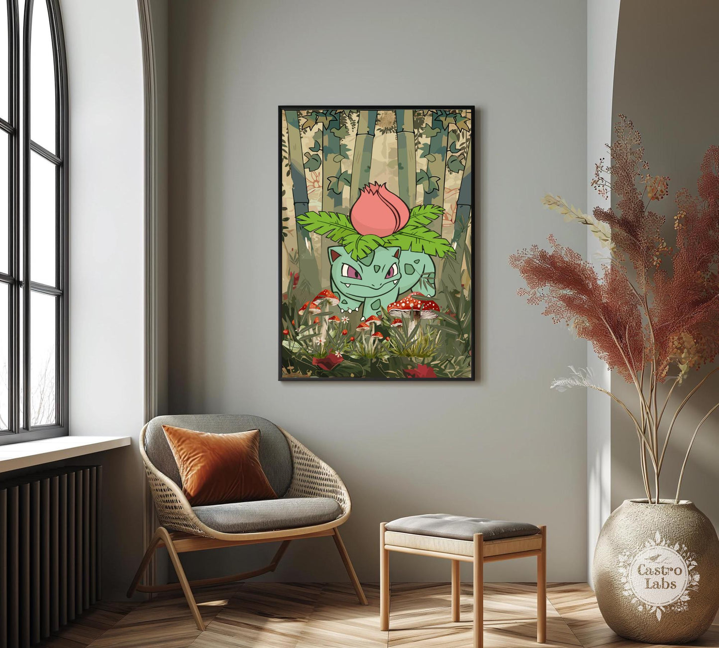 Ivysaur Poster: Japanese Tapestry Style Pokemon Anime Poster