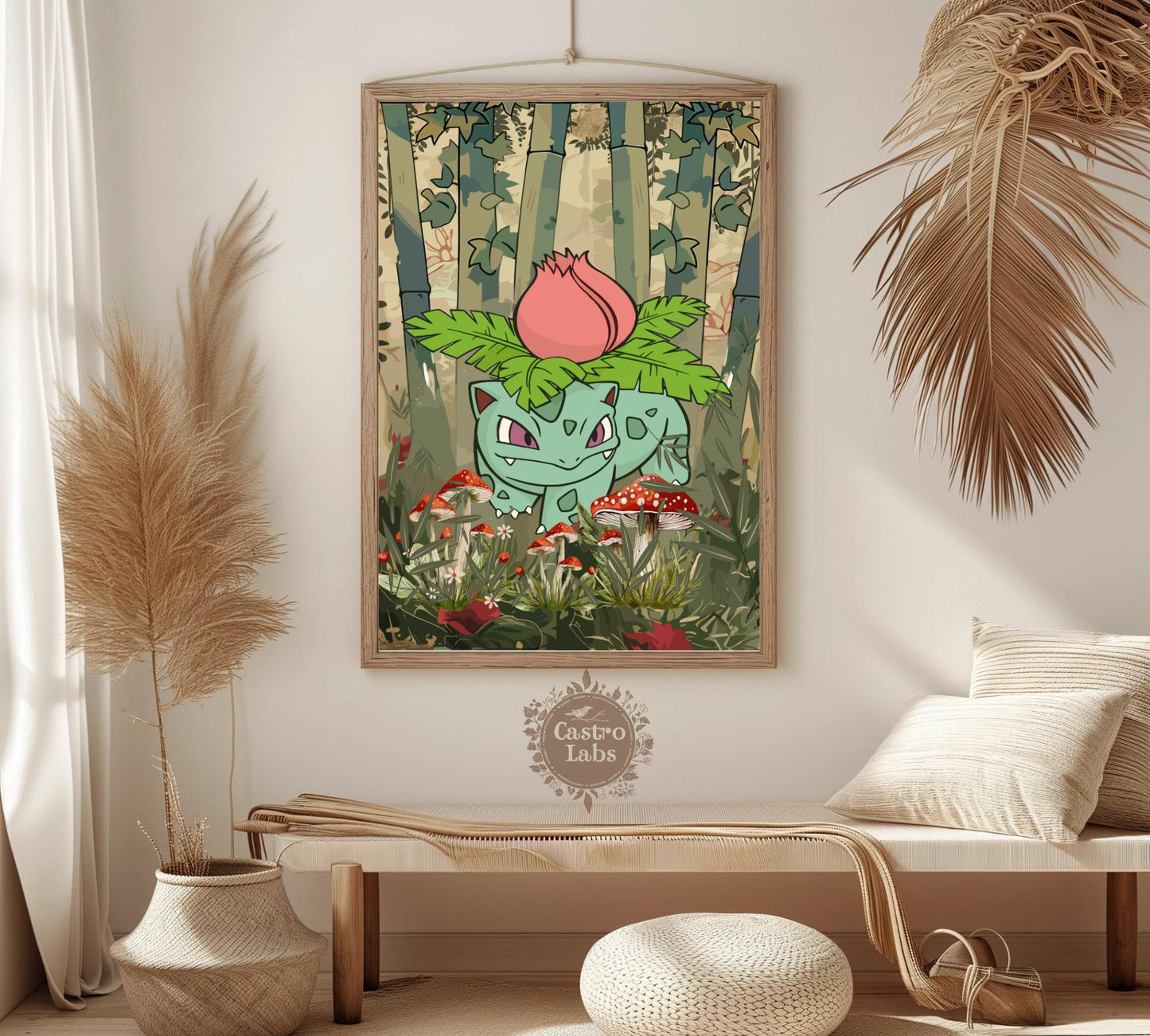 Ivysaur Poster: Japanese Tapestry Style Pokemon Anime Poster