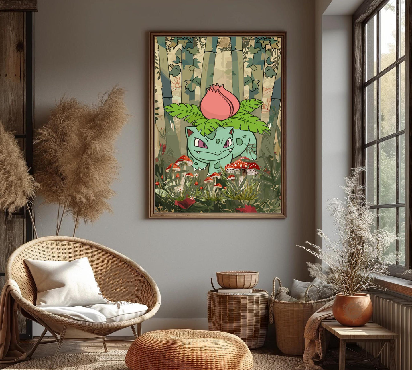 Ivysaur Poster: Japanese Tapestry Style Pokemon Anime Poster