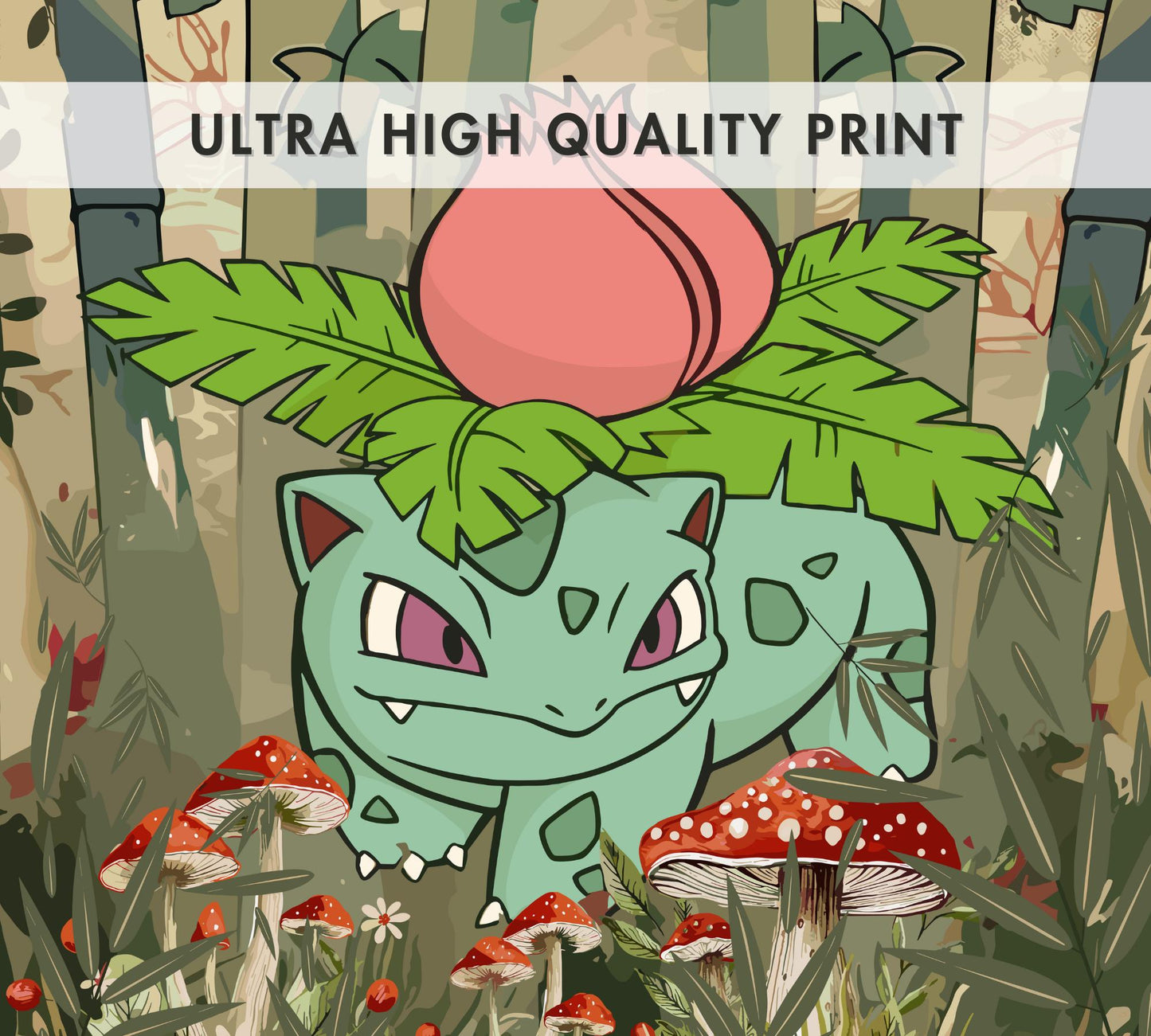 Ivysaur Poster: Japanese Tapestry Style Pokemon Anime Poster