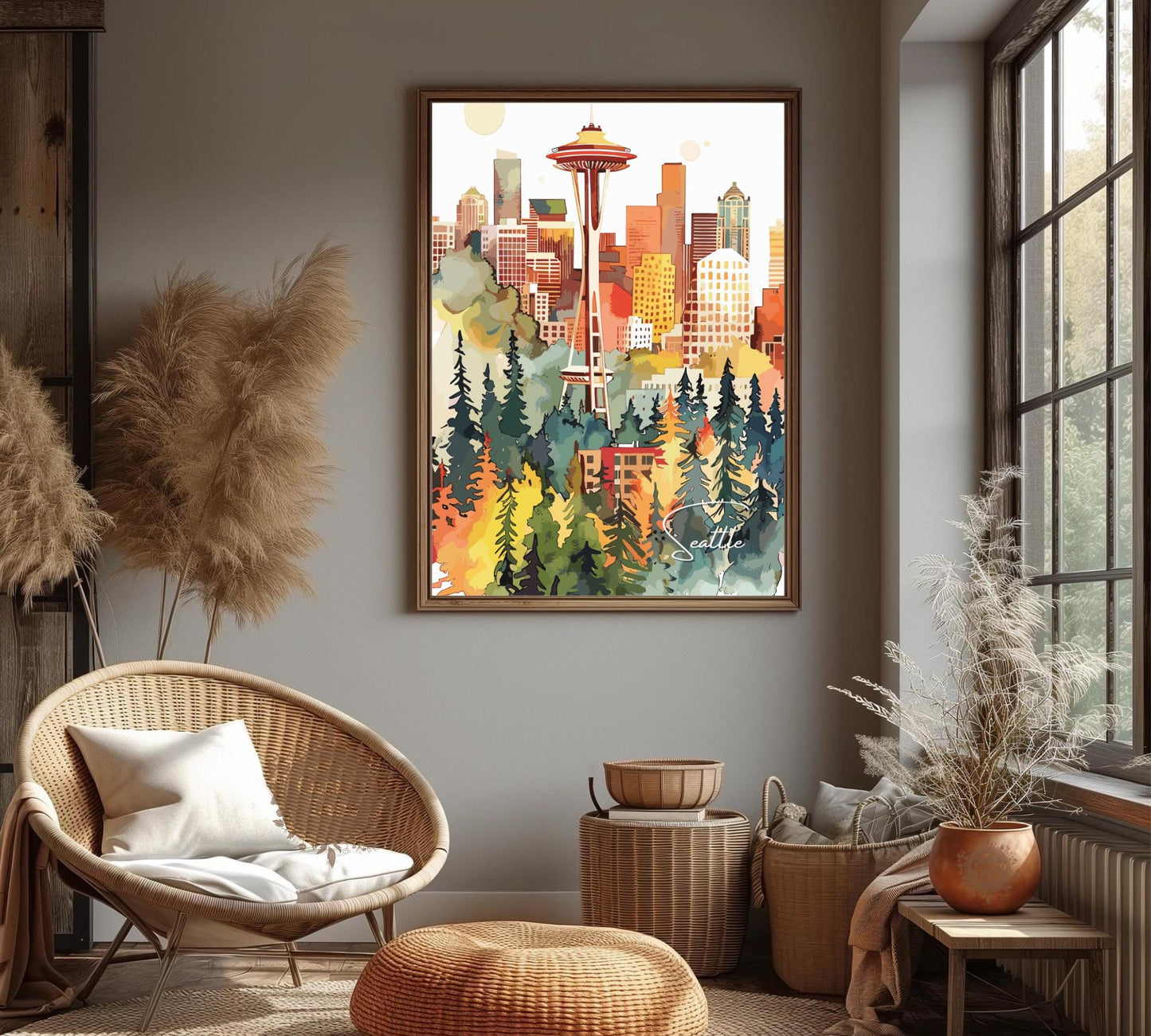 Seattle Poster, Seattle Print, Seattle Photo Print, Seattle Watercolour