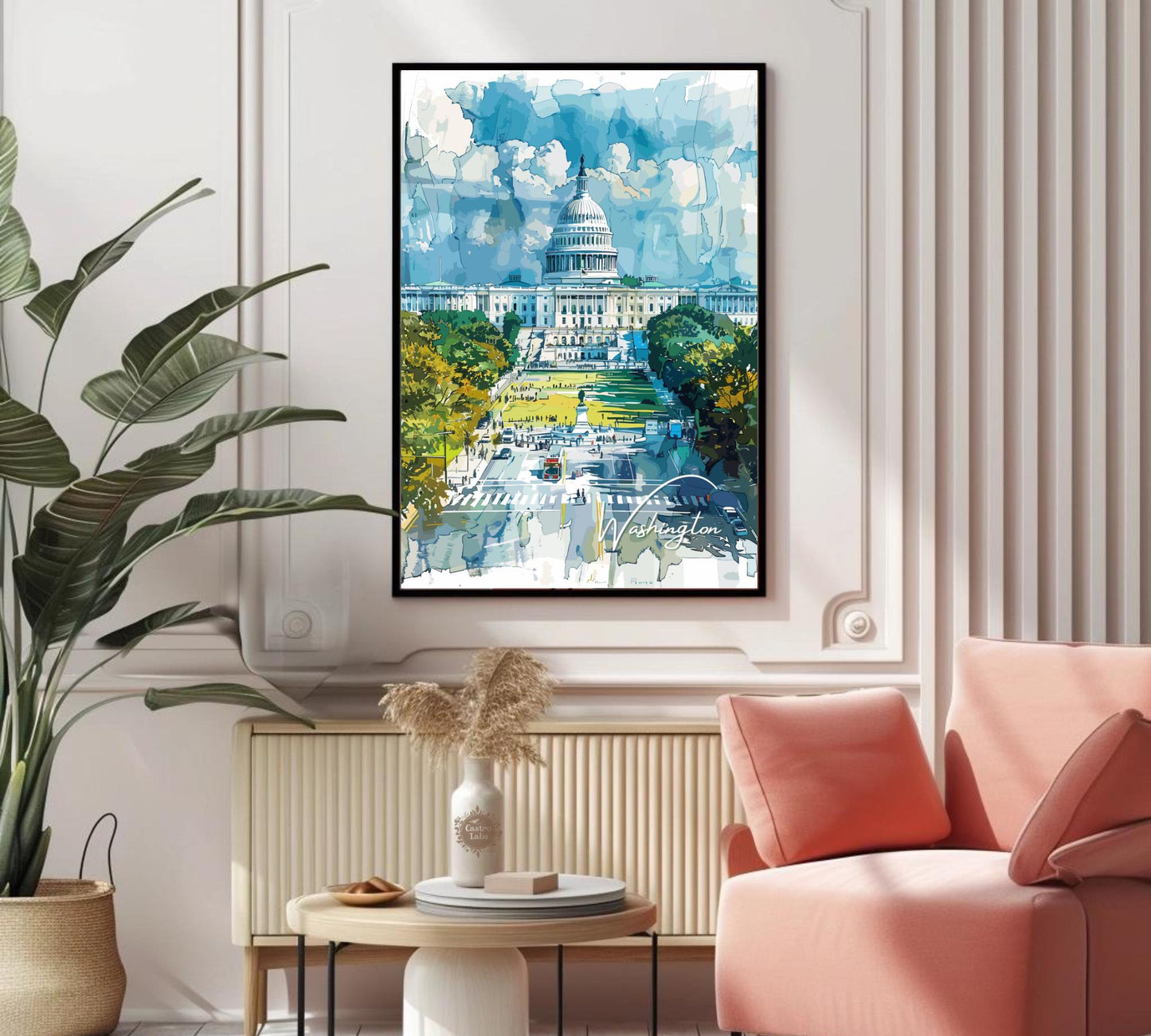 Washington DC Travel Print, Washington Poster, White House Poster