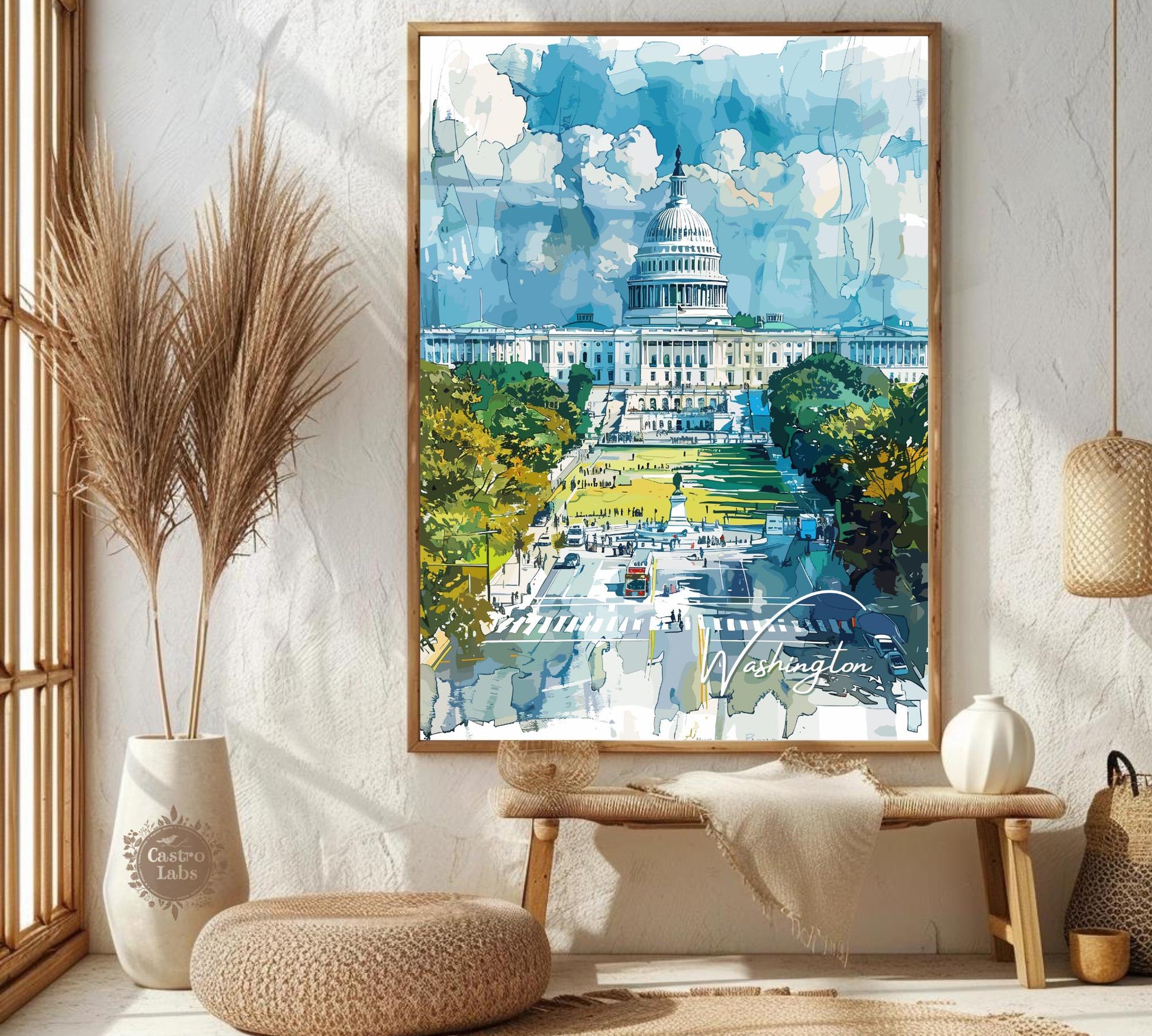 Washington DC Travel Print, Washington Poster, White House Poster