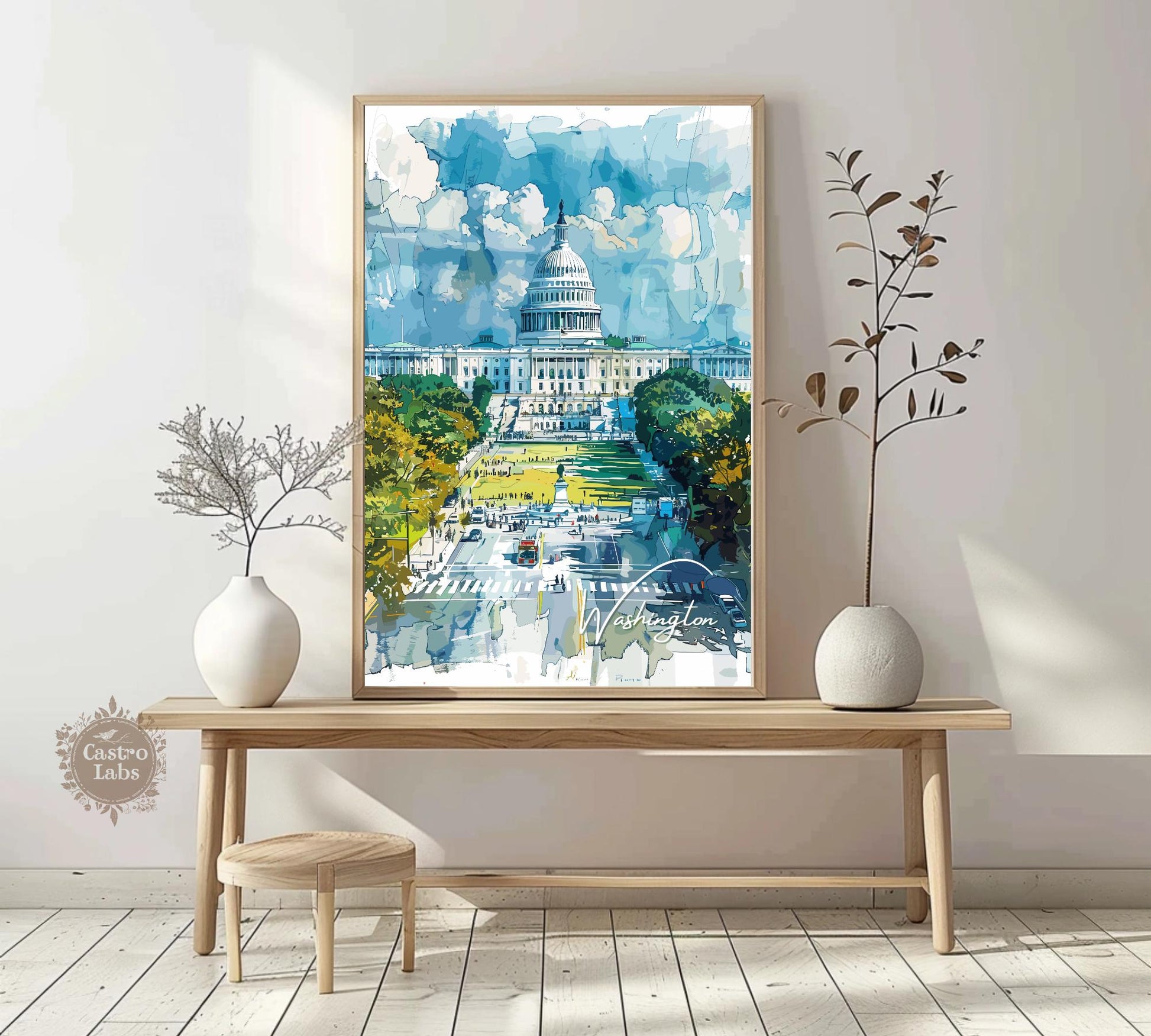 Washington DC Travel Print, Washington Poster, White House Poster