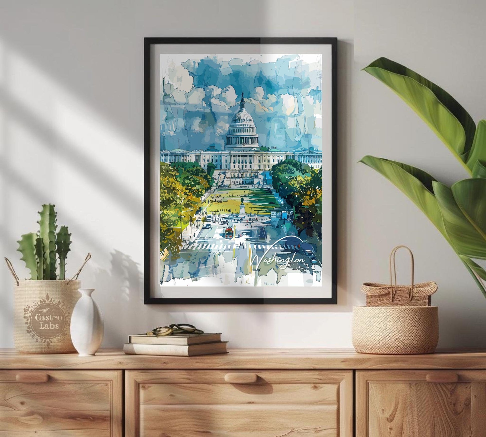 Washington DC Travel Print, Washington Poster, White House Poster