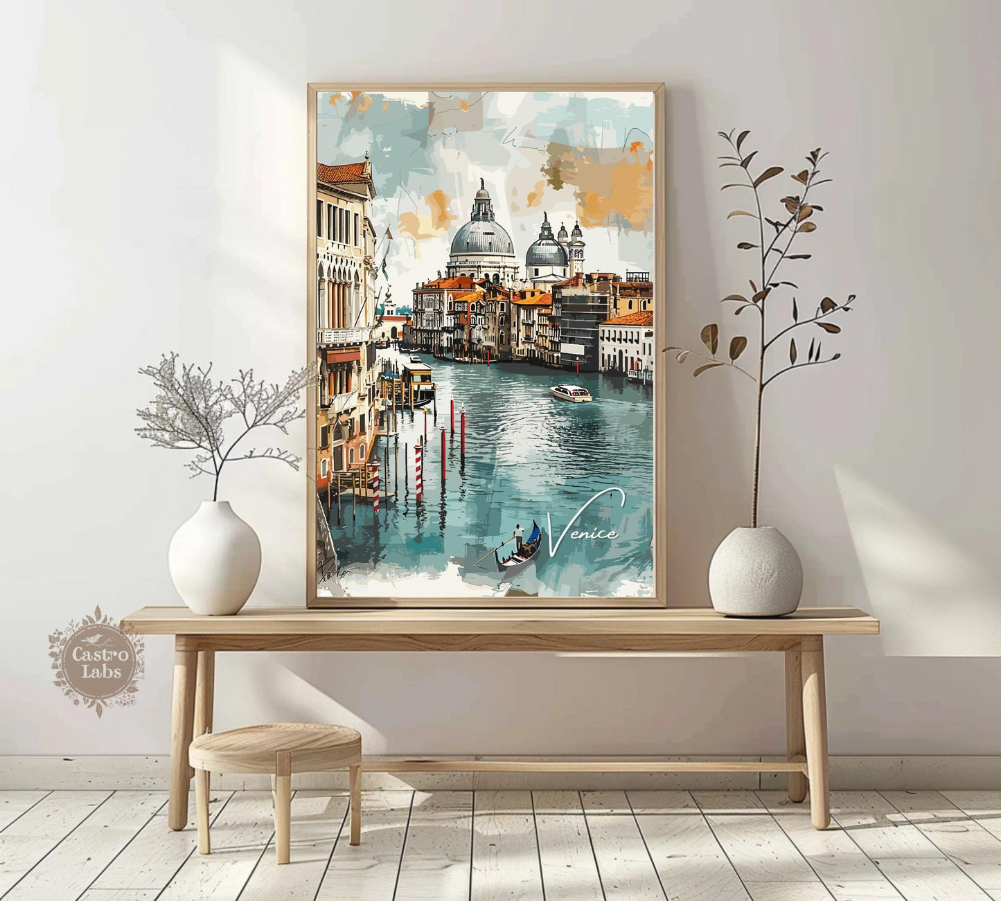 Venice Travel Poster, Venice’s Canal Charm Print, Venice Watercolour