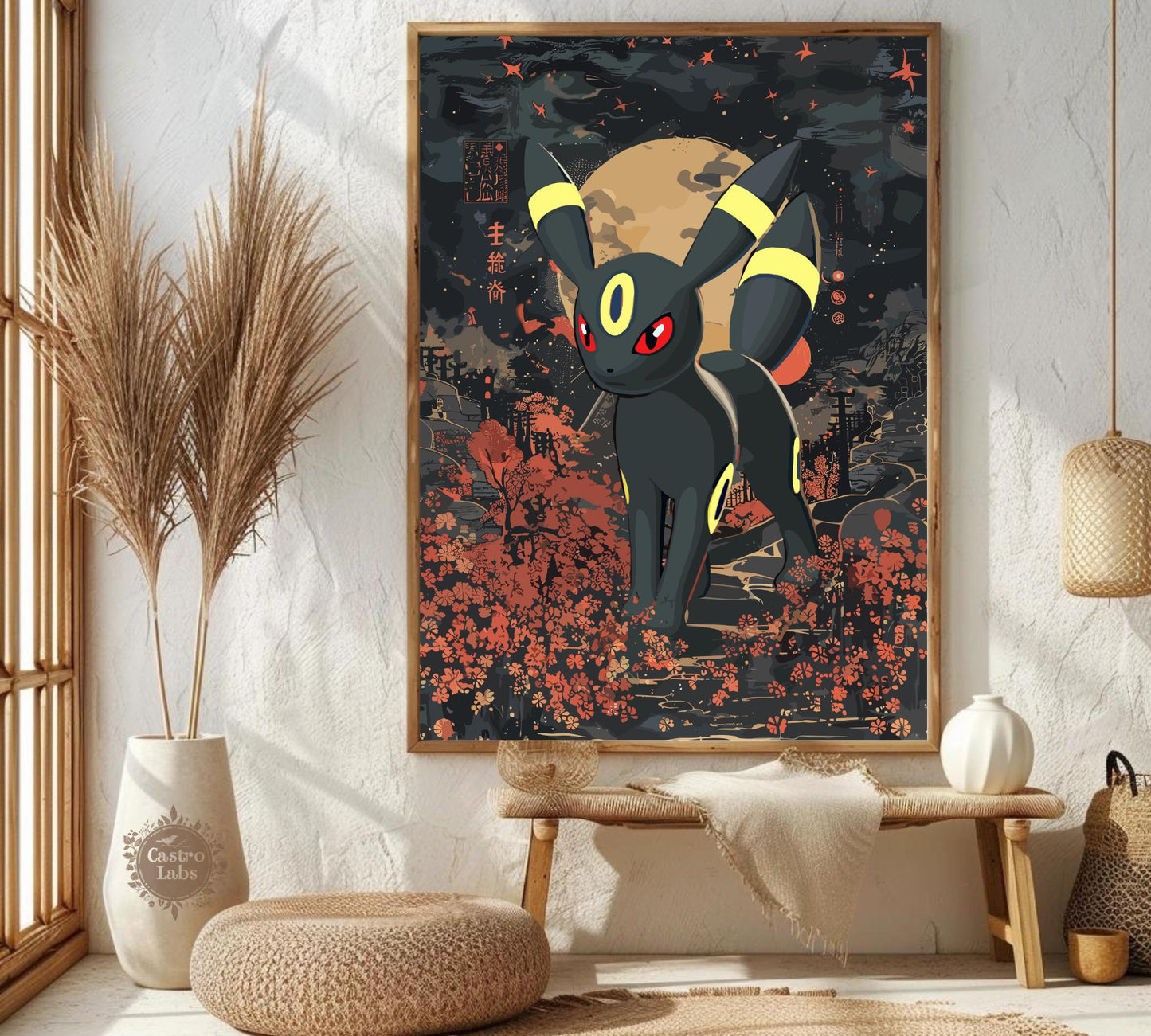 Umbreon Print: Japanese Tapestry Style Pokemon Anime Poster