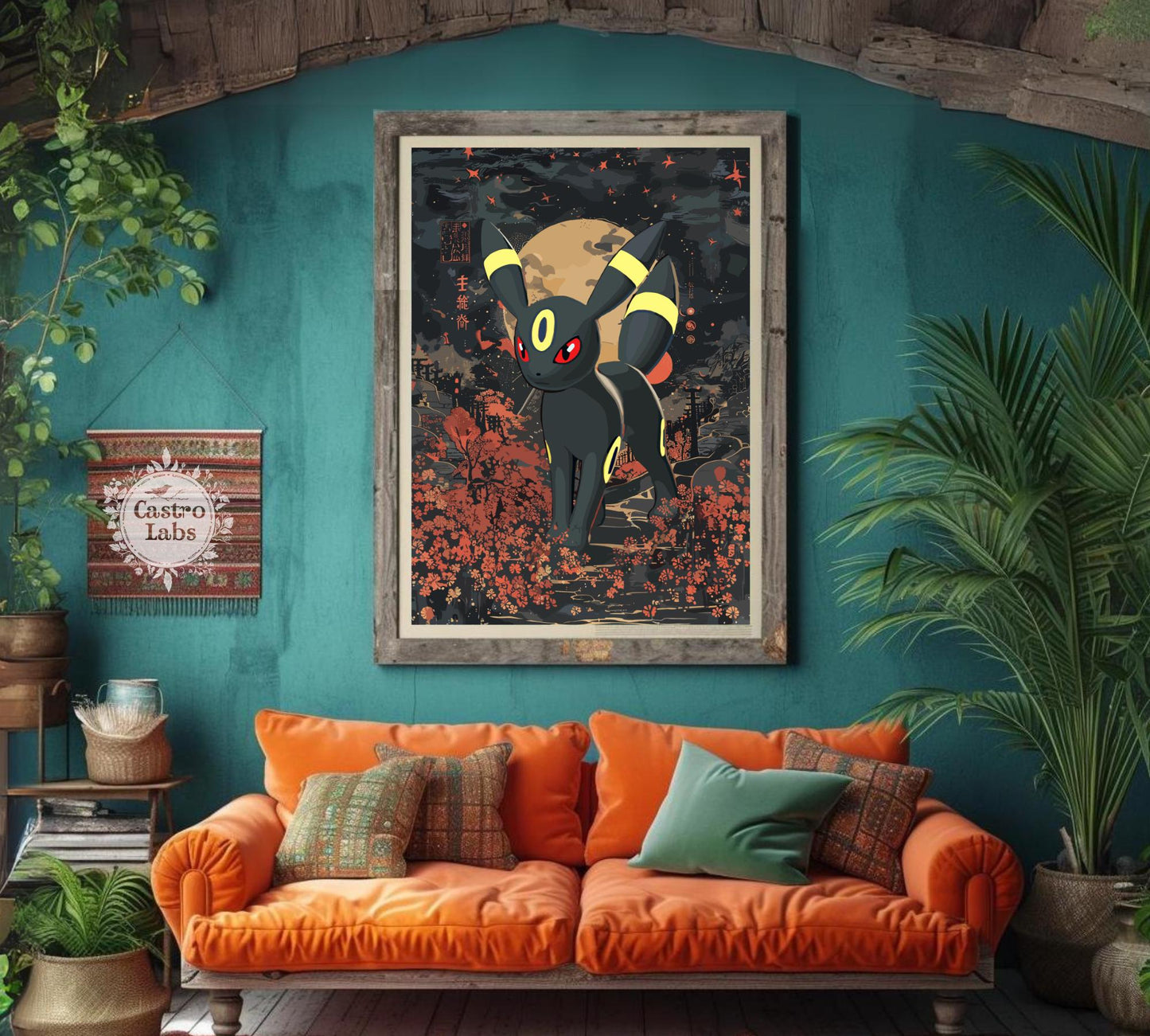 Umbreon Print: Japanese Tapestry Style Pokemon Anime Poster