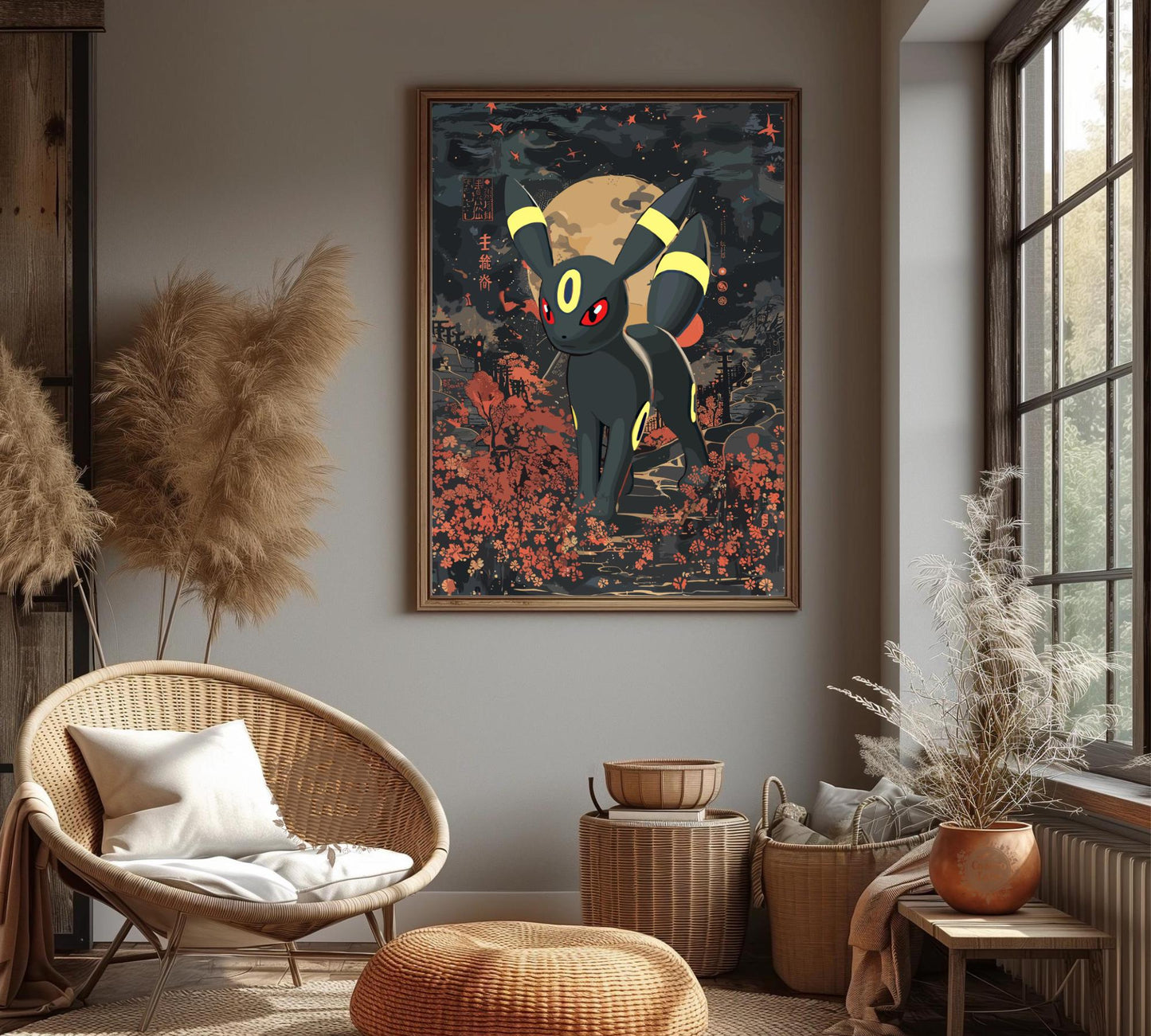 Umbreon Print: Japanese Tapestry Style Pokemon Anime Poster