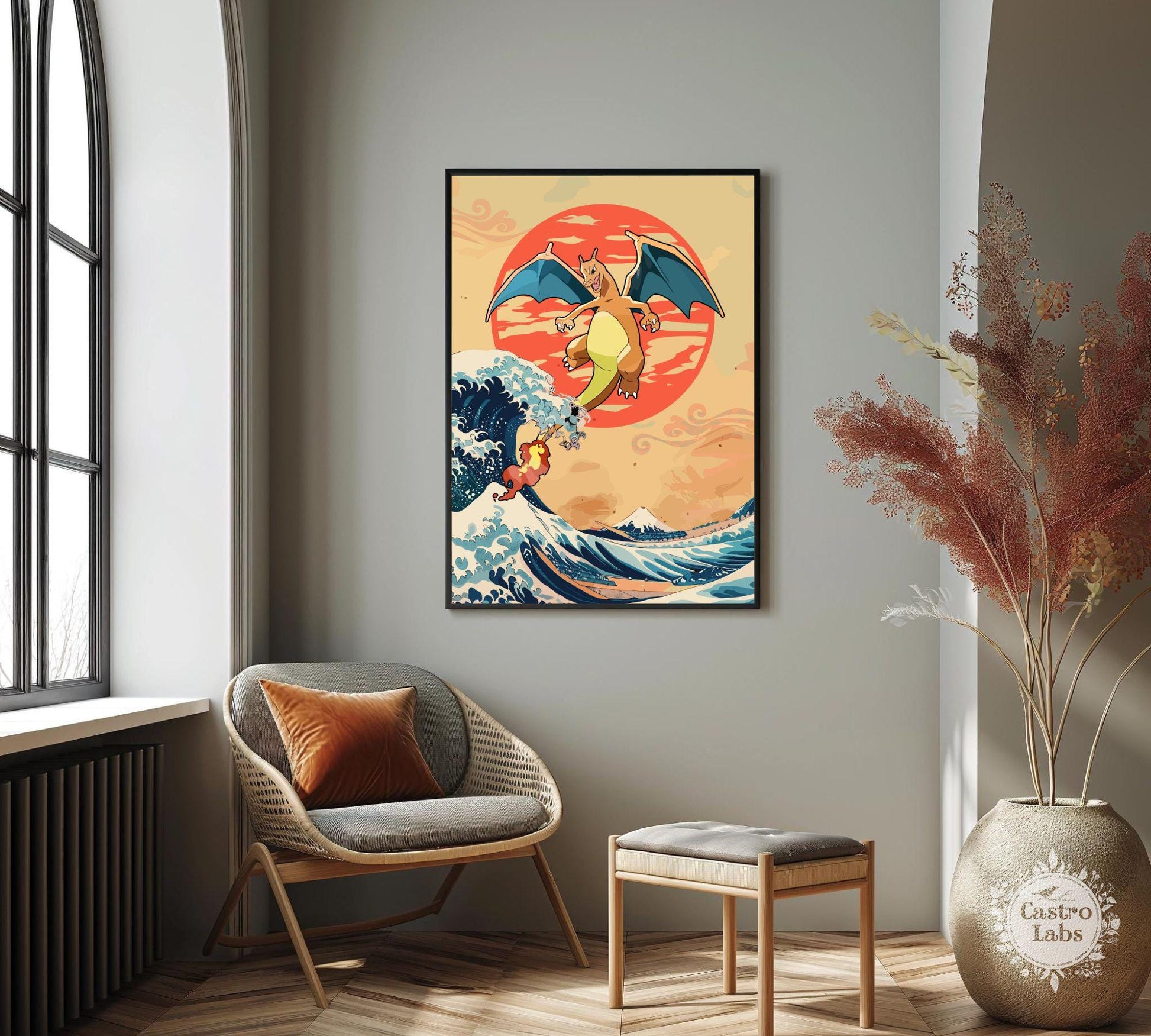 Charizard on The Great Wave of Kanagawa