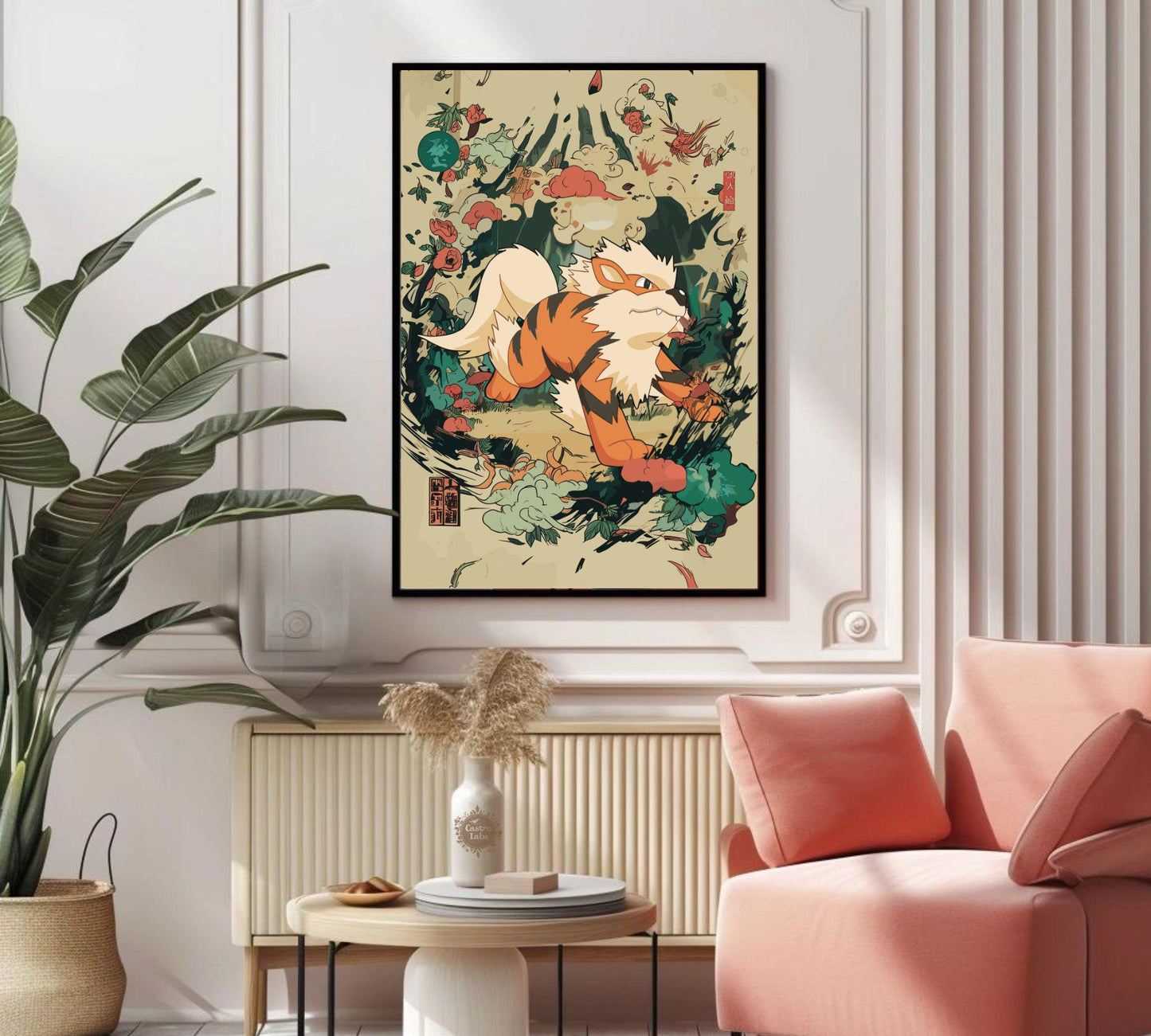 Arcanine Pokemon: Japanese Tapestry Style Pokemon Anime Poster