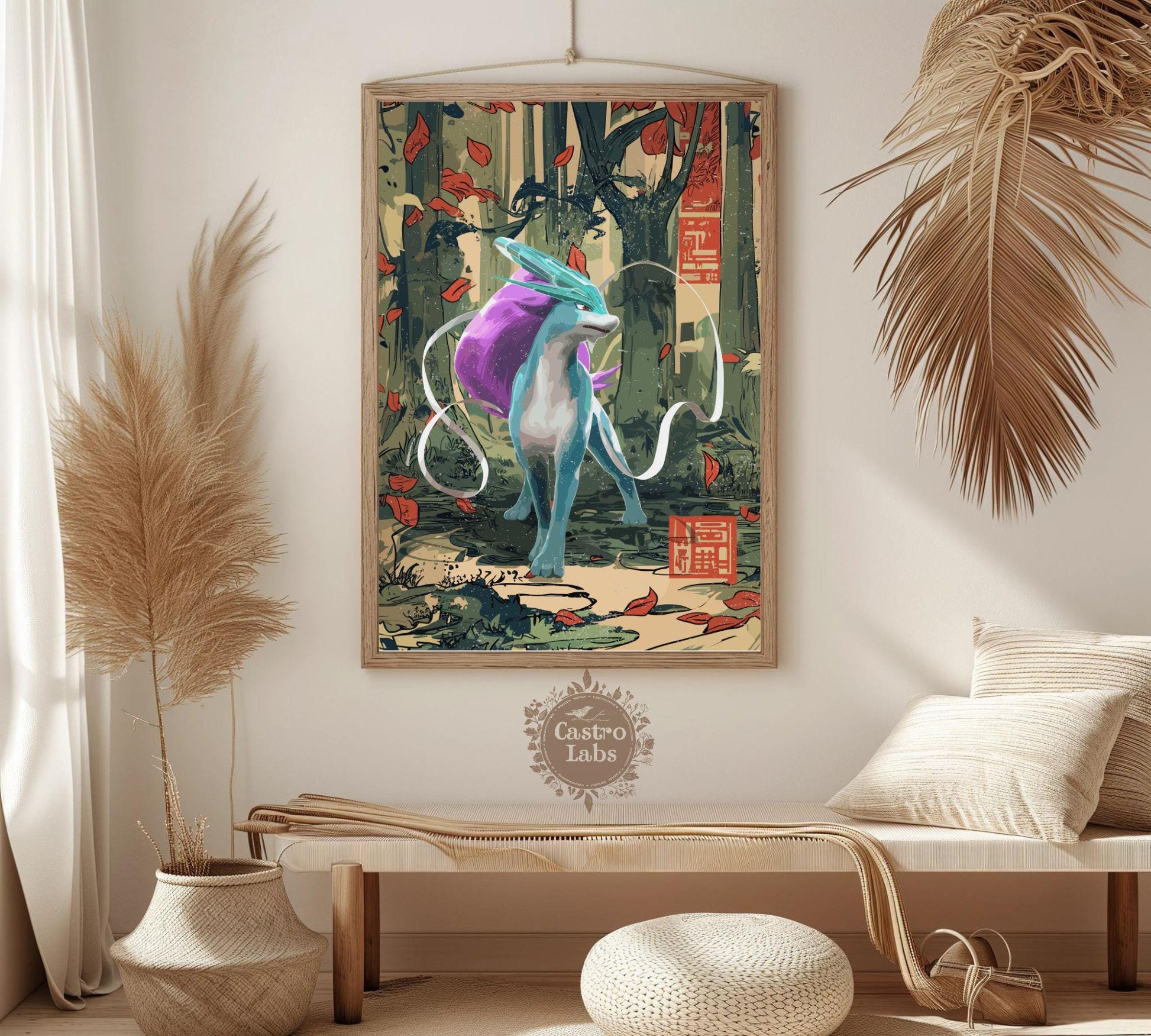 Suicune: Japanese Tapestry Style Pokemon