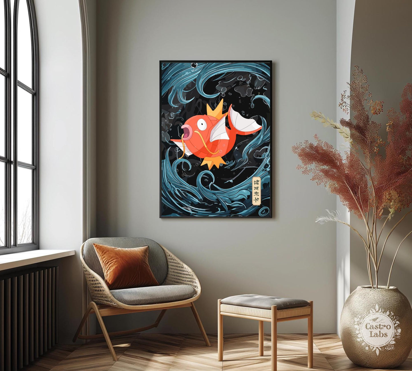 Magikarp Poster: Japanese Tapestry Style Pokemon Anime Poster