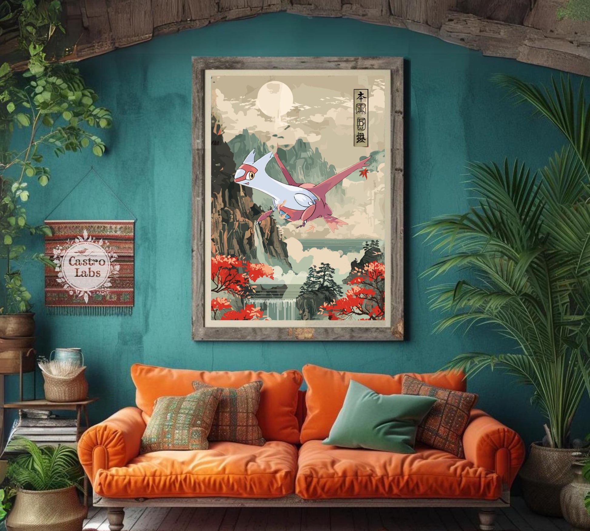 Latias: Japanese Tapestry Style Pokemon Anime Poster