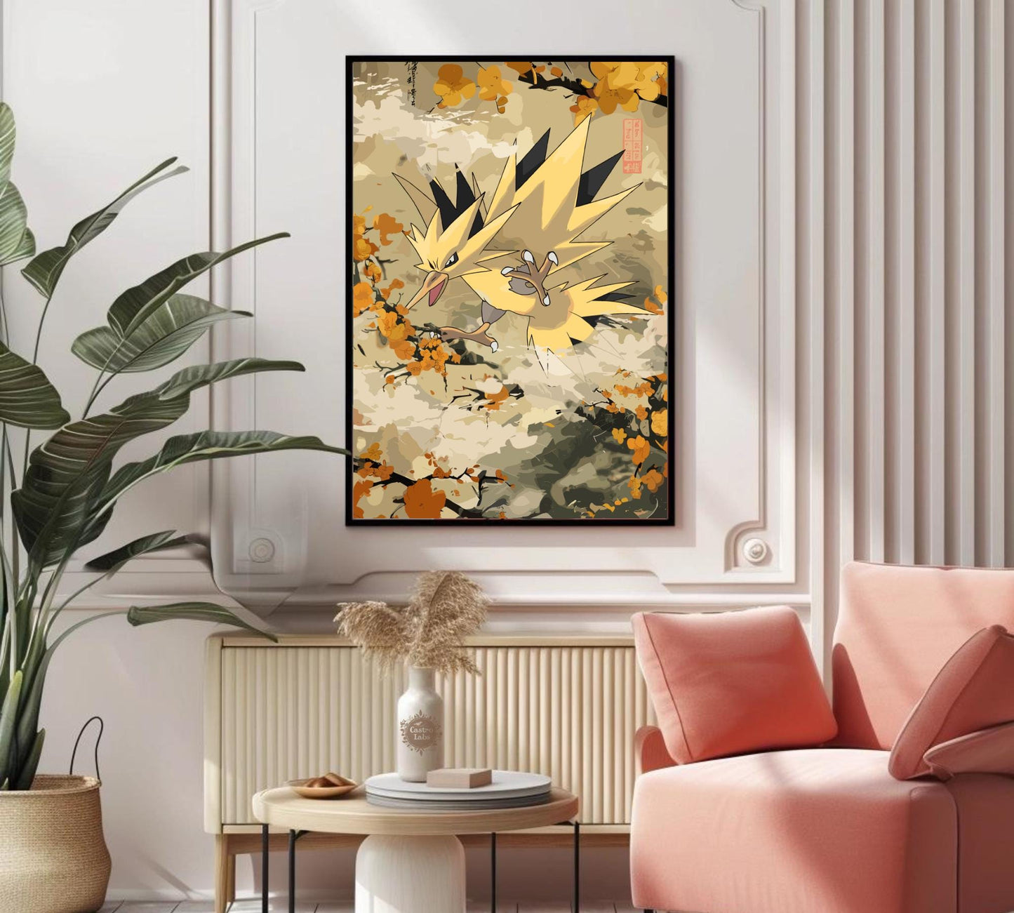 Zapdos: Japanese Tapestry Style Pokemon Anime Poster