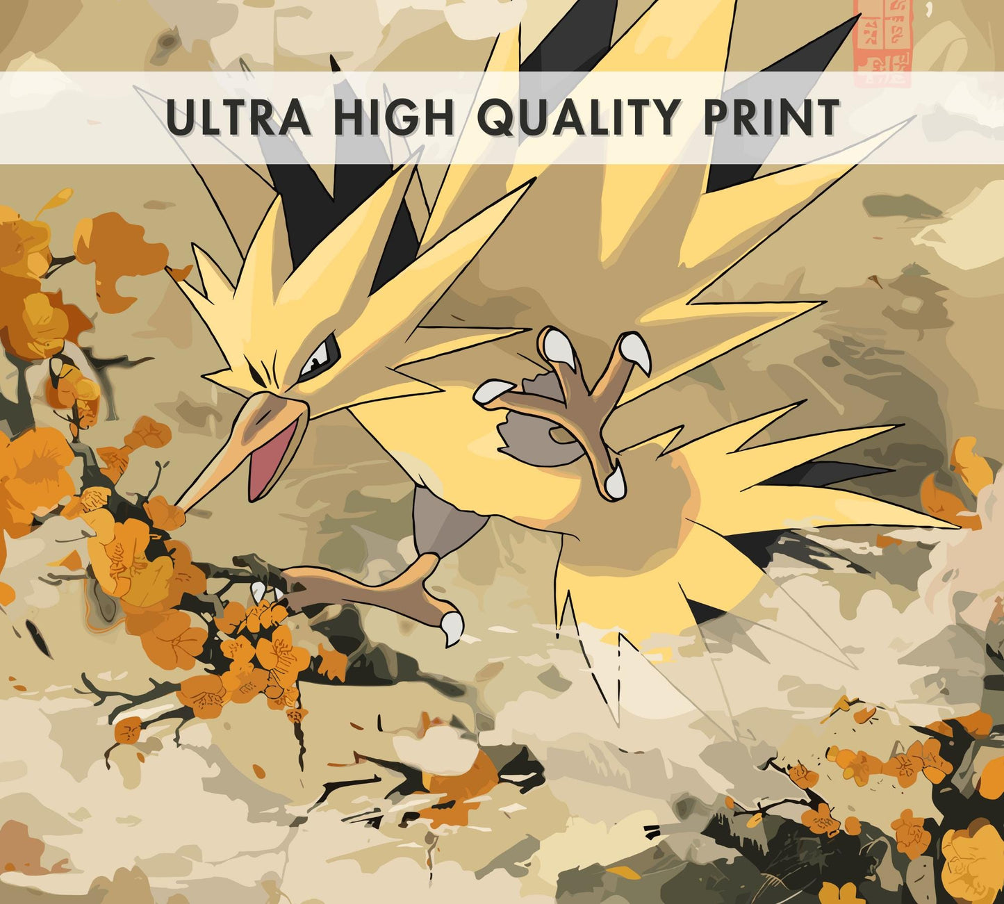 Zapdos: Japanese Tapestry Style Pokemon Anime Poster