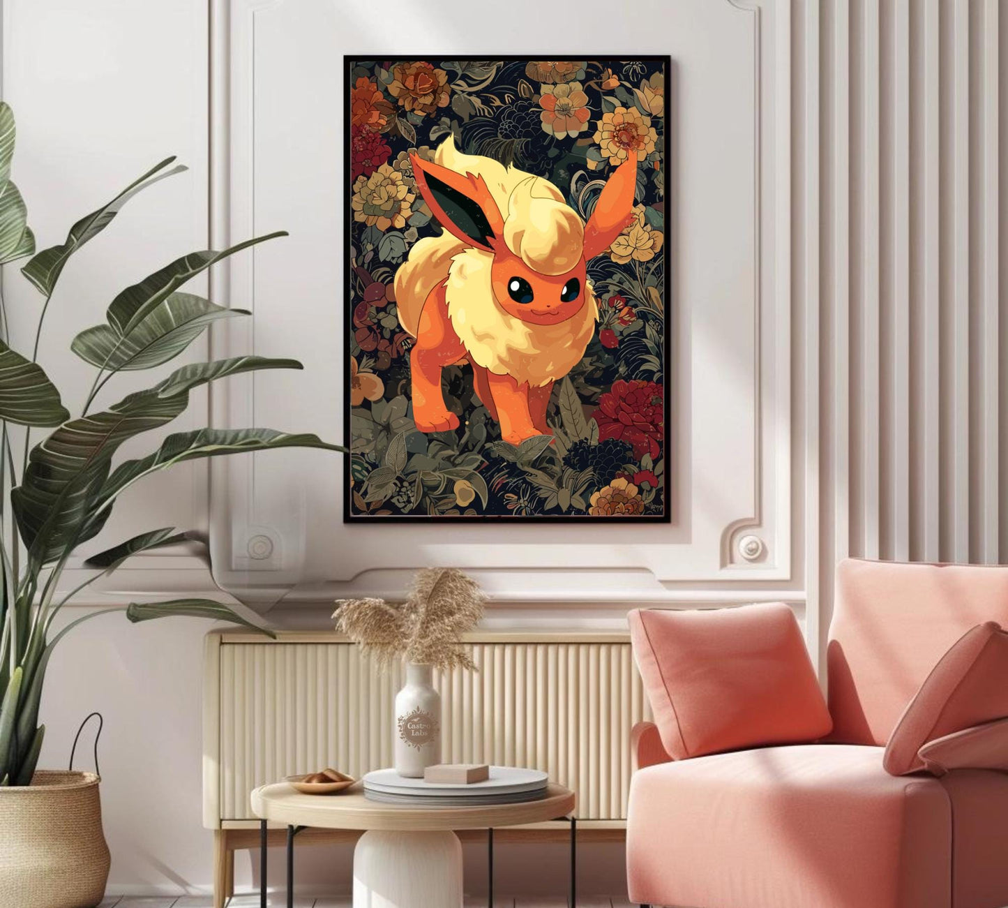 Flareon: Japanese Tapestry Style Pokemon Anime Poster