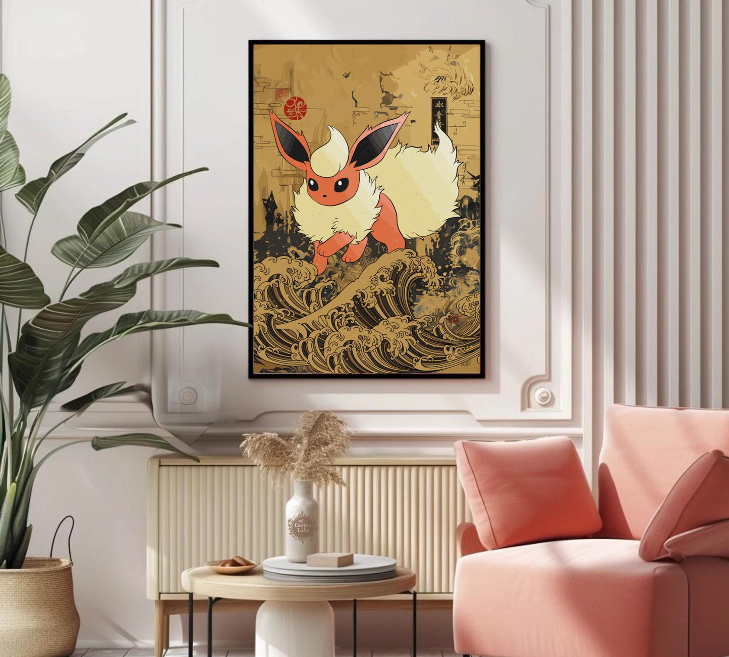 Flareon: Japanese Tapestry Style Pokemon Anime Poster