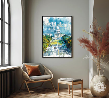 Washington DC Travel Print, Washington Poster, White House Poster