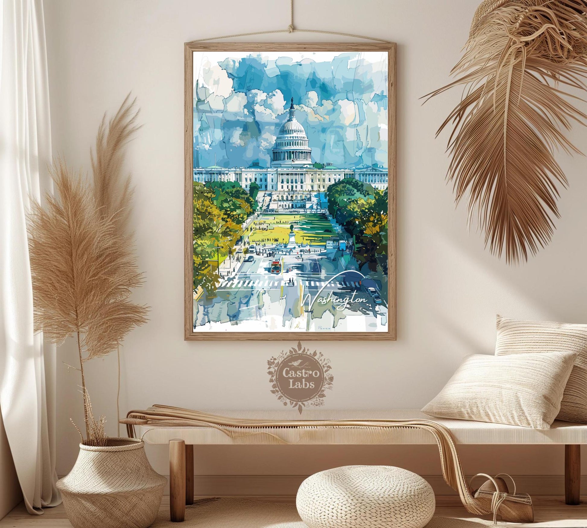 Washington DC Travel Print, Washington Poster, White House Poster